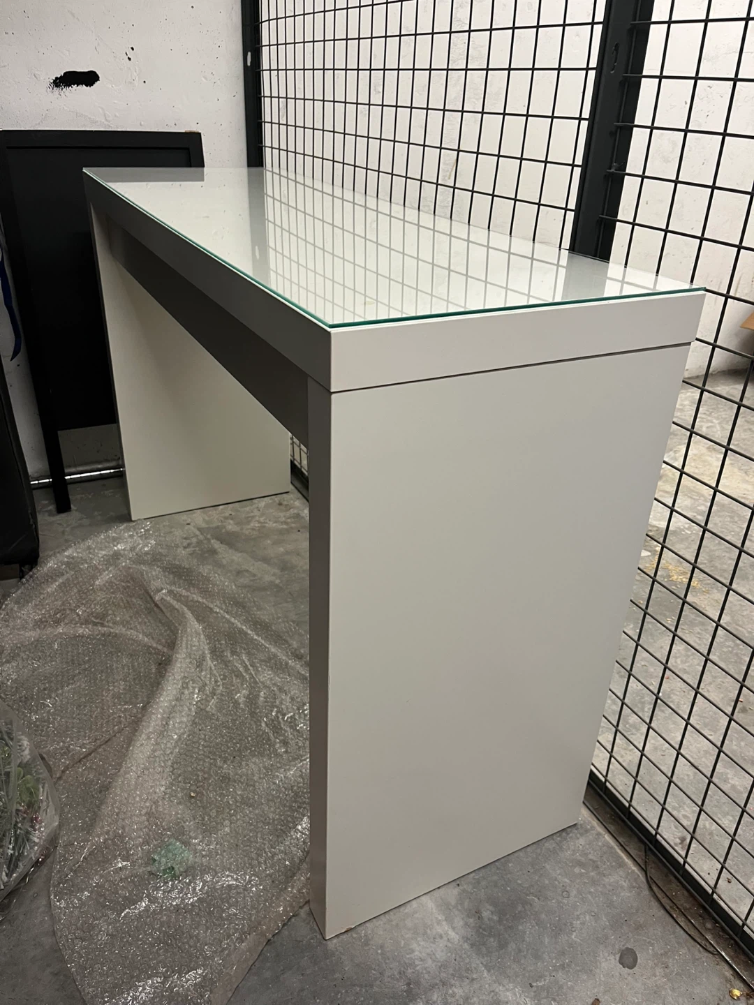 White IKEA Malm Dressing Table with Glass Top