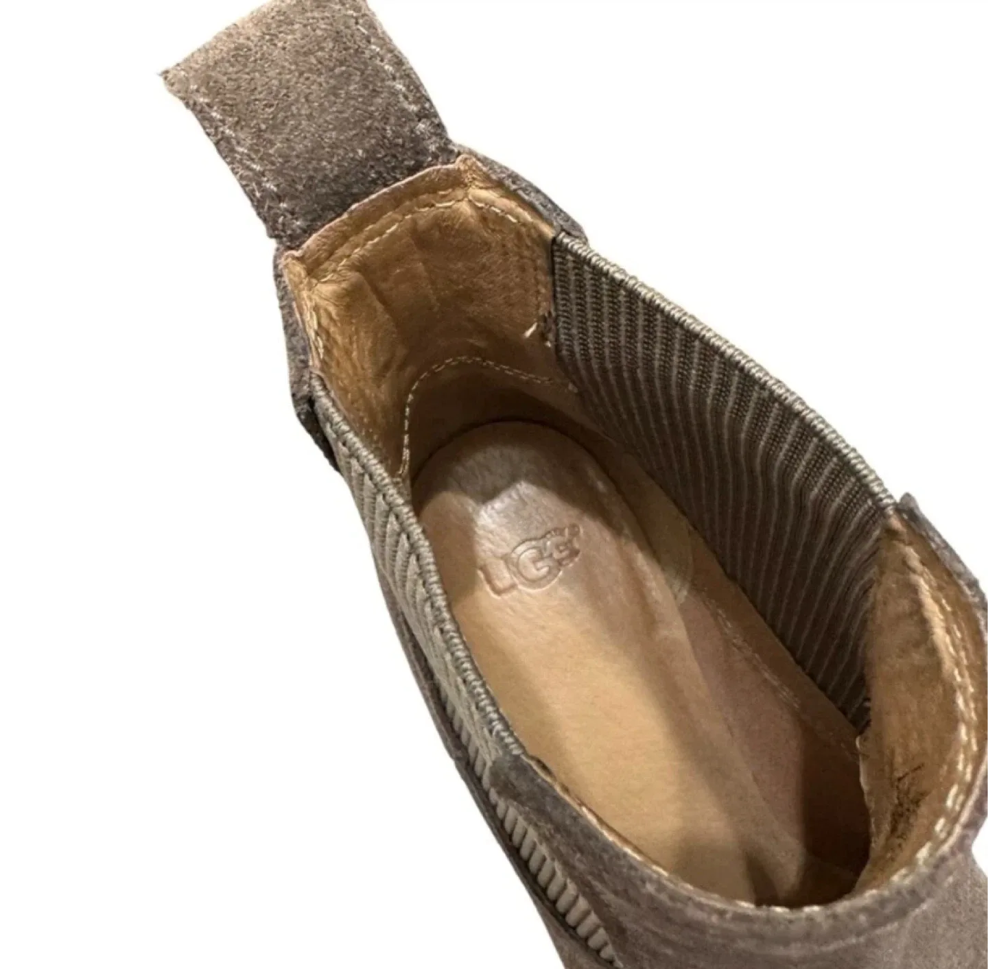 UGG Faye Brown Gray Suede Chelsea Boots Women’s Size 9 image indicator(6)