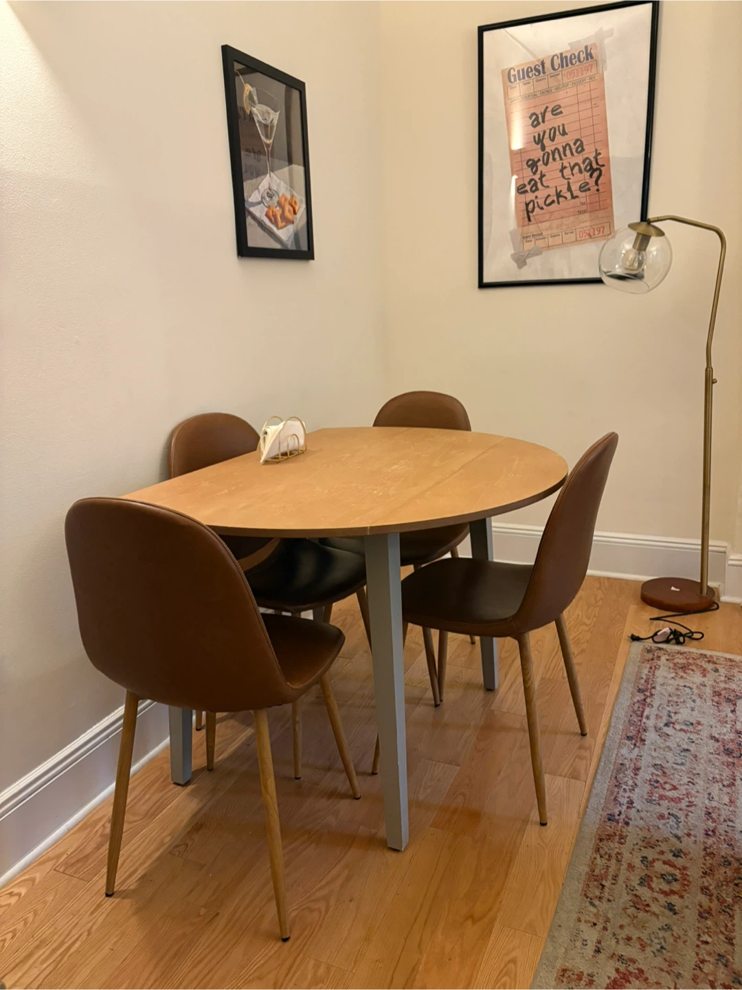 Target Oak Wood Round Drop Leaf Dining Table - photo 3