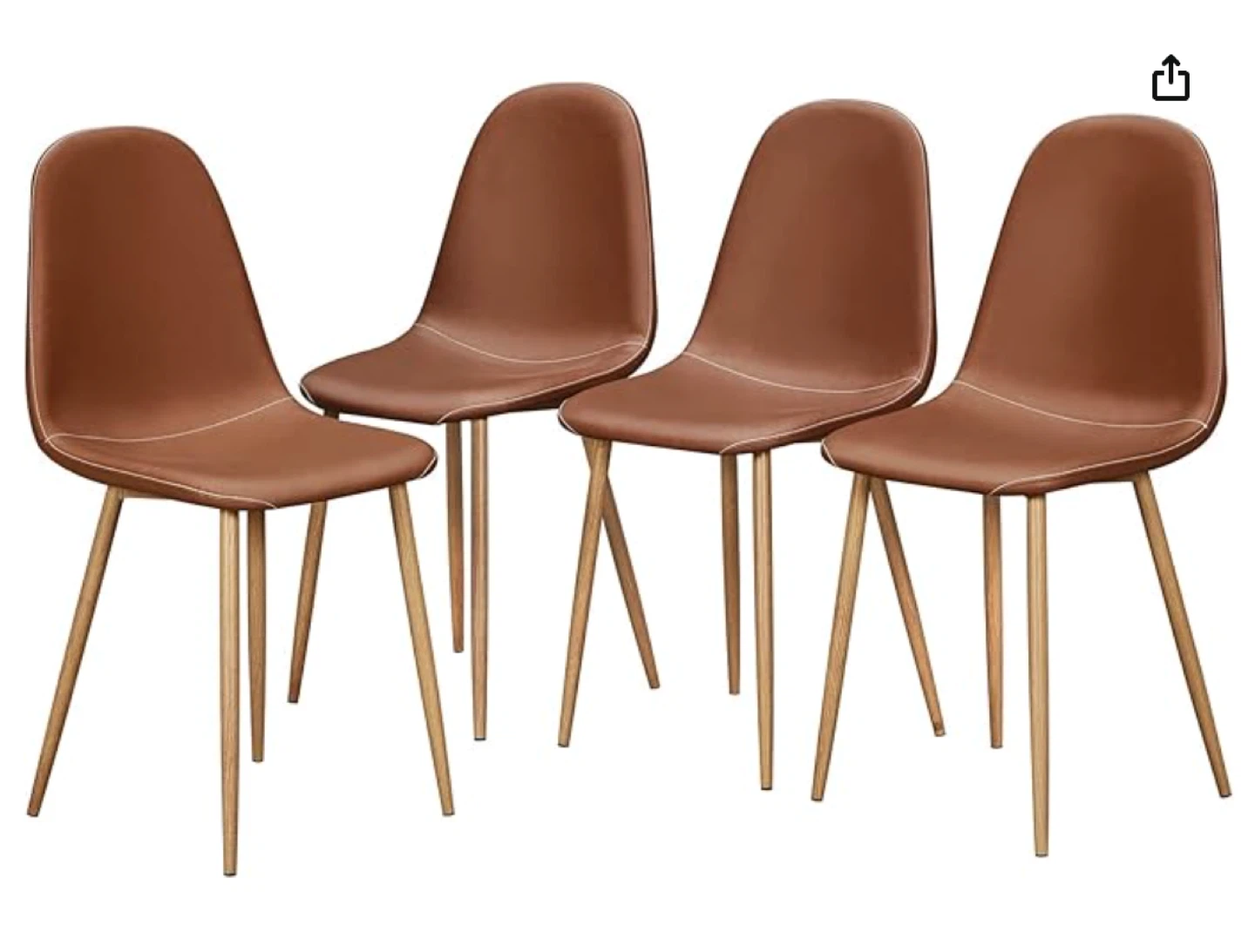 Brown Faux Leather Dining Chairs - Set of 4 - photo 2