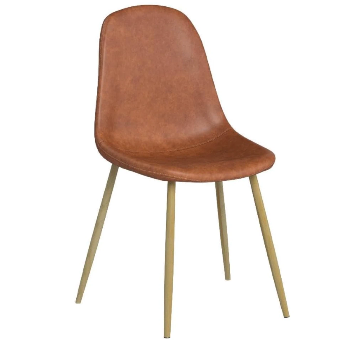 Brown Faux Leather Dining Chairs - Set of 4 - photo 3