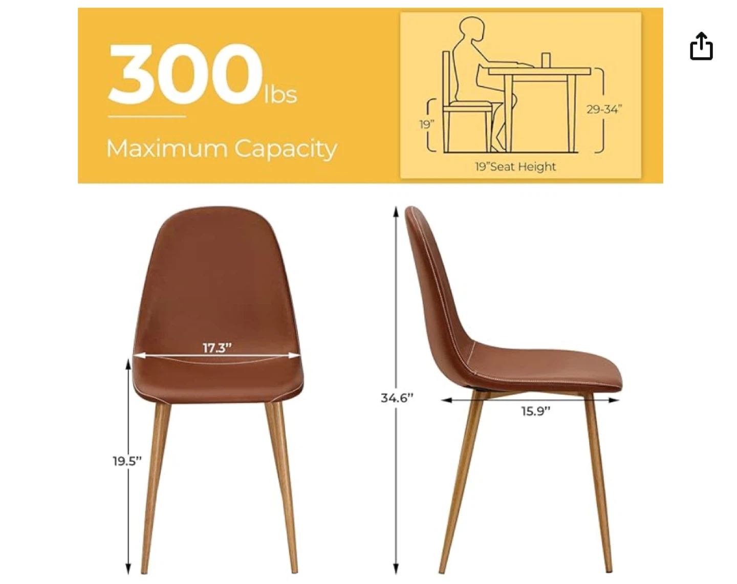 Brown Faux Leather Dining Chairs - Set of 4 - photo 4