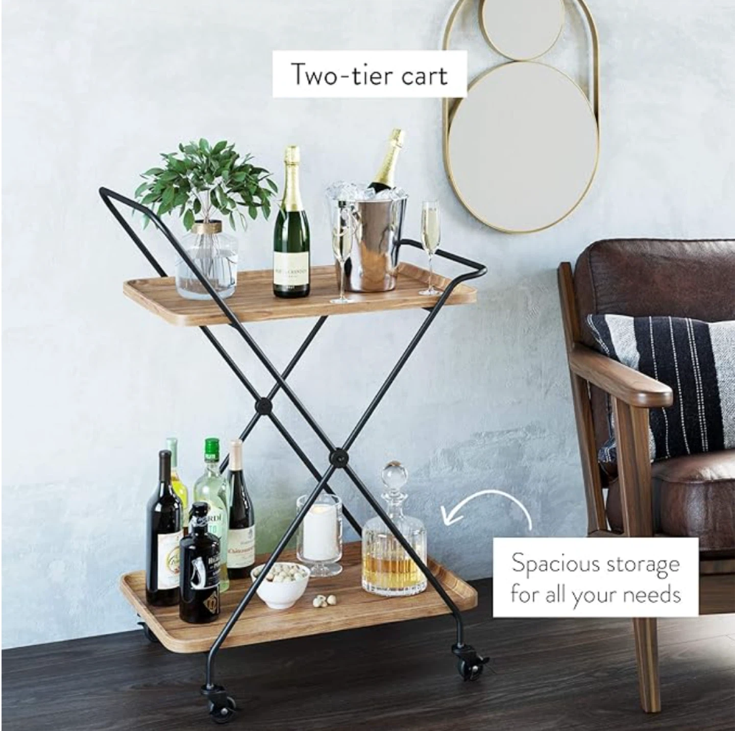 Bar Cart with Two Tiers - photo 4