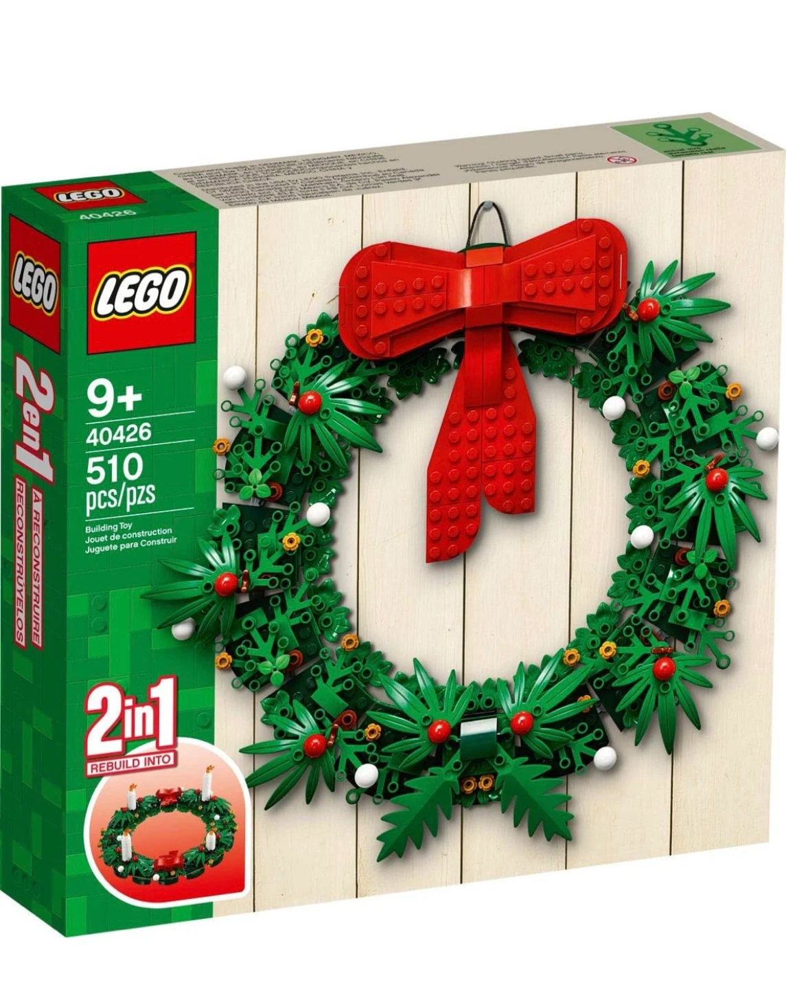 LEGO 40426 Christmas Wreath 2-in-1, 510 Pieces, 9+ - photo 2