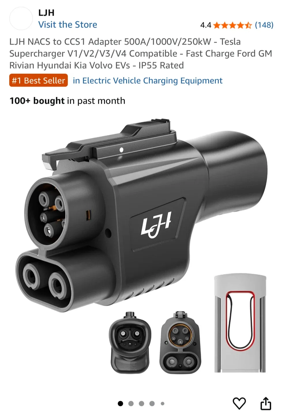 LJH NACS to CCS1 Adapter 500A EV Charger thumbnail