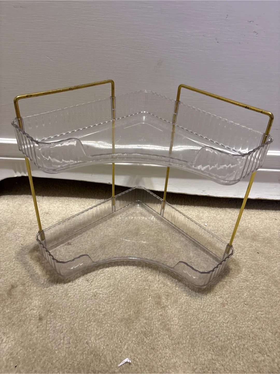 Acrylic Corner Shelf with Gold Frame thumbnail