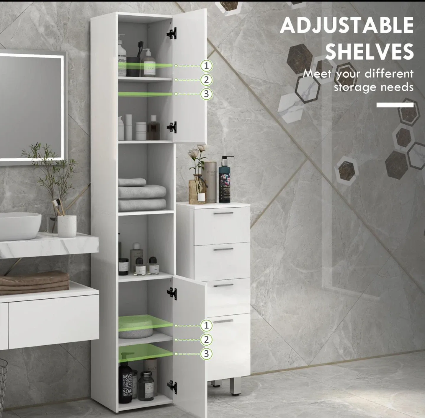 New White Bathroom Storage Cabinet thumbnail