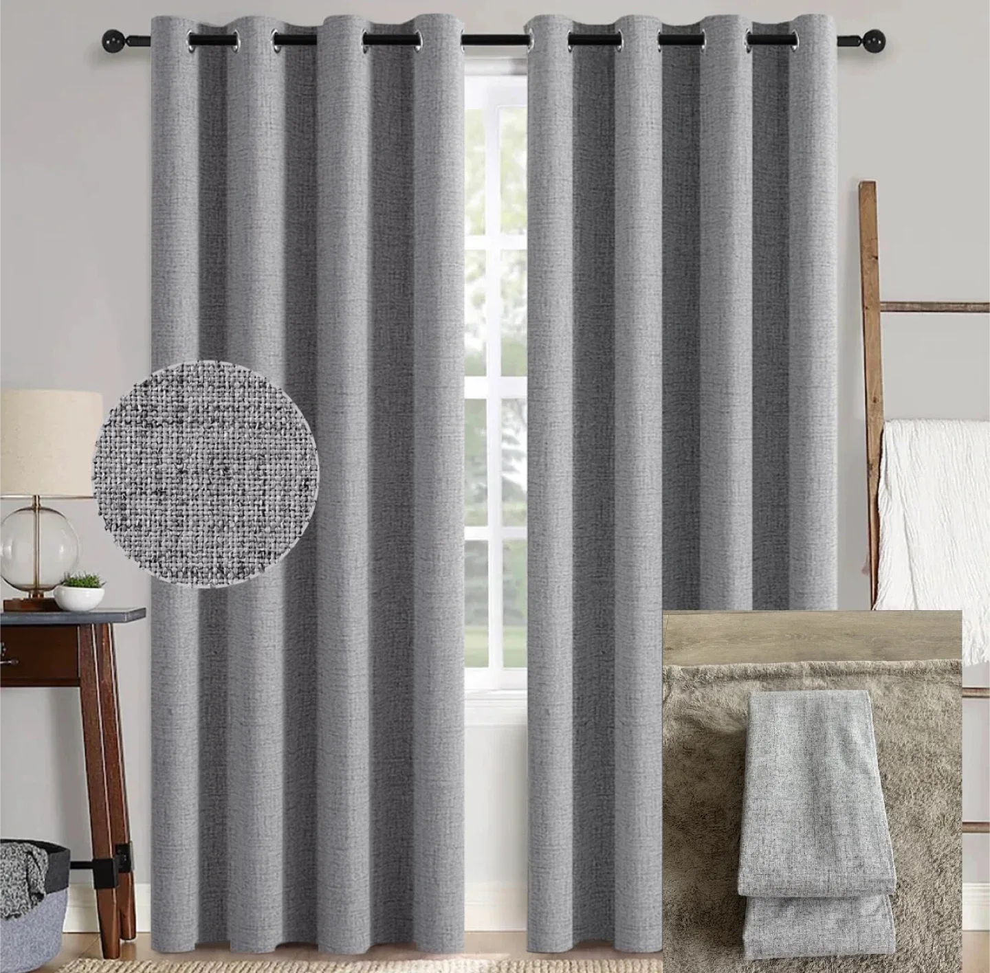 Grey Grommet Design Curtains thumbnail