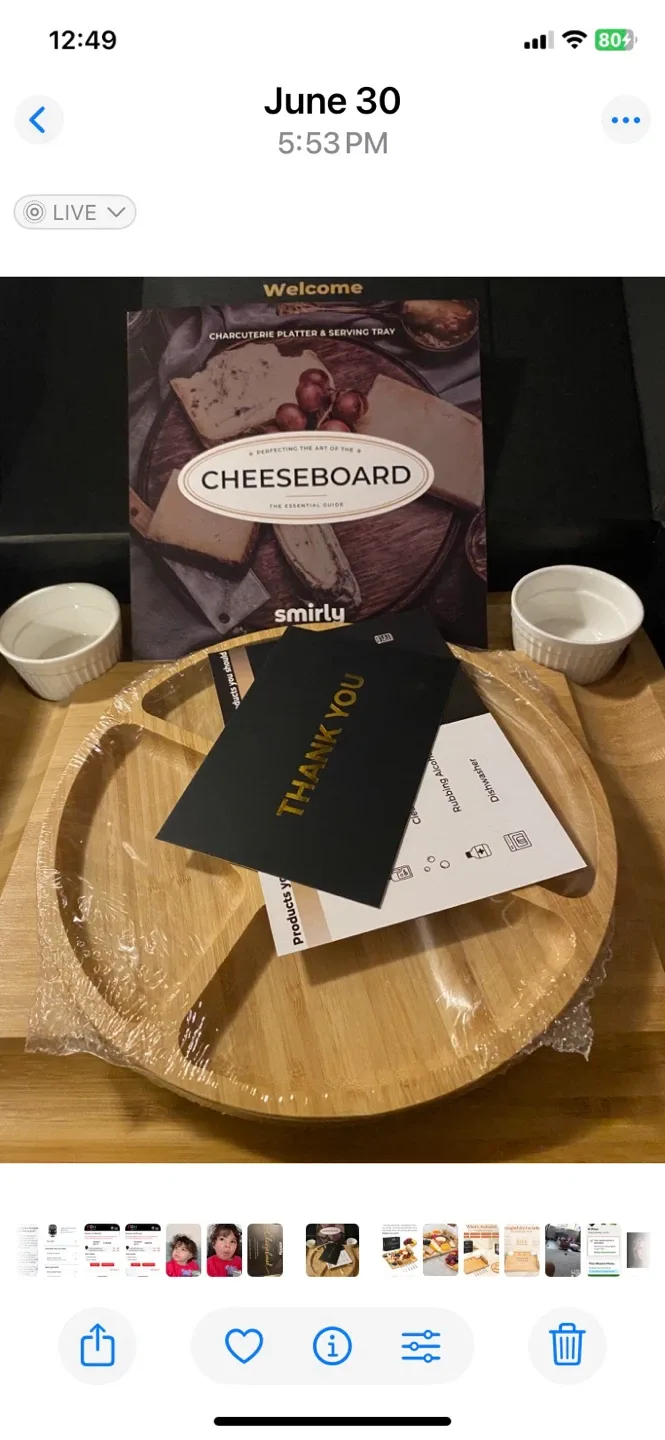 Smirly Charcuterie Board Set - Large Bamboo Cheese Board image indicator(4)