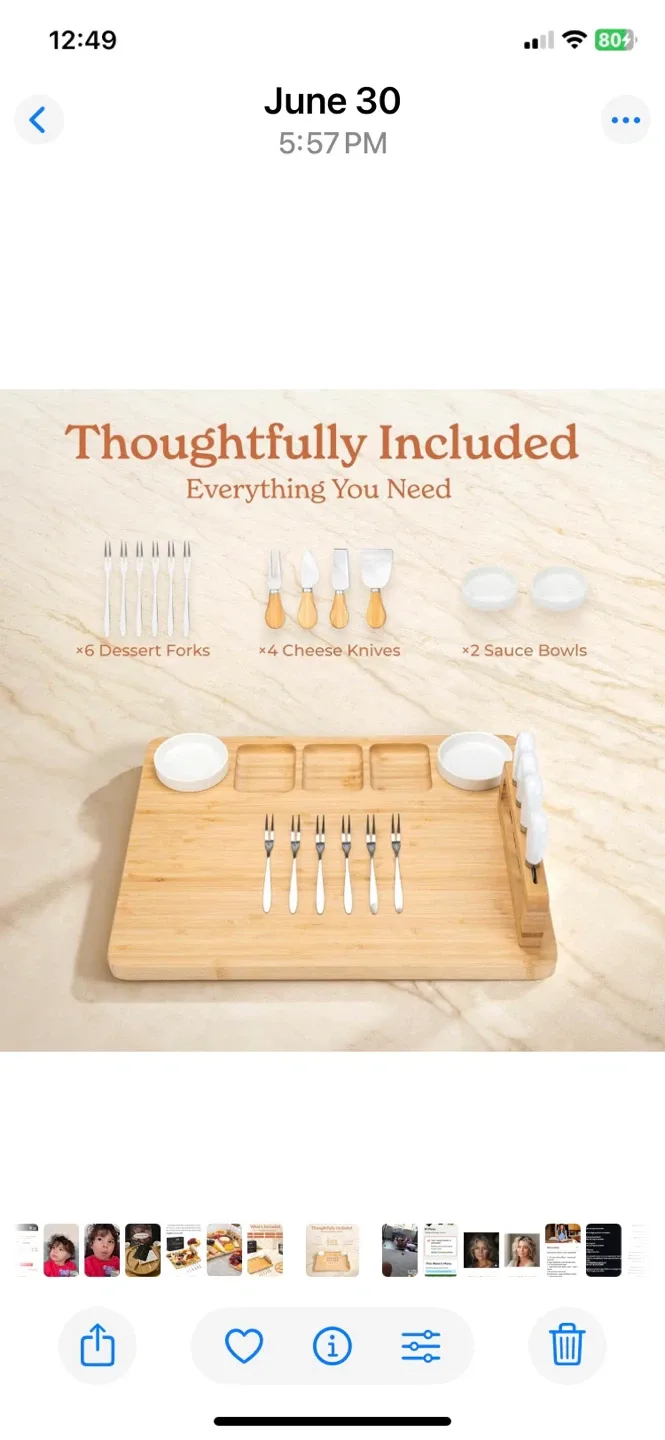 Smirly Charcuterie Board Set - Large Bamboo Cheese Board image indicator(3)