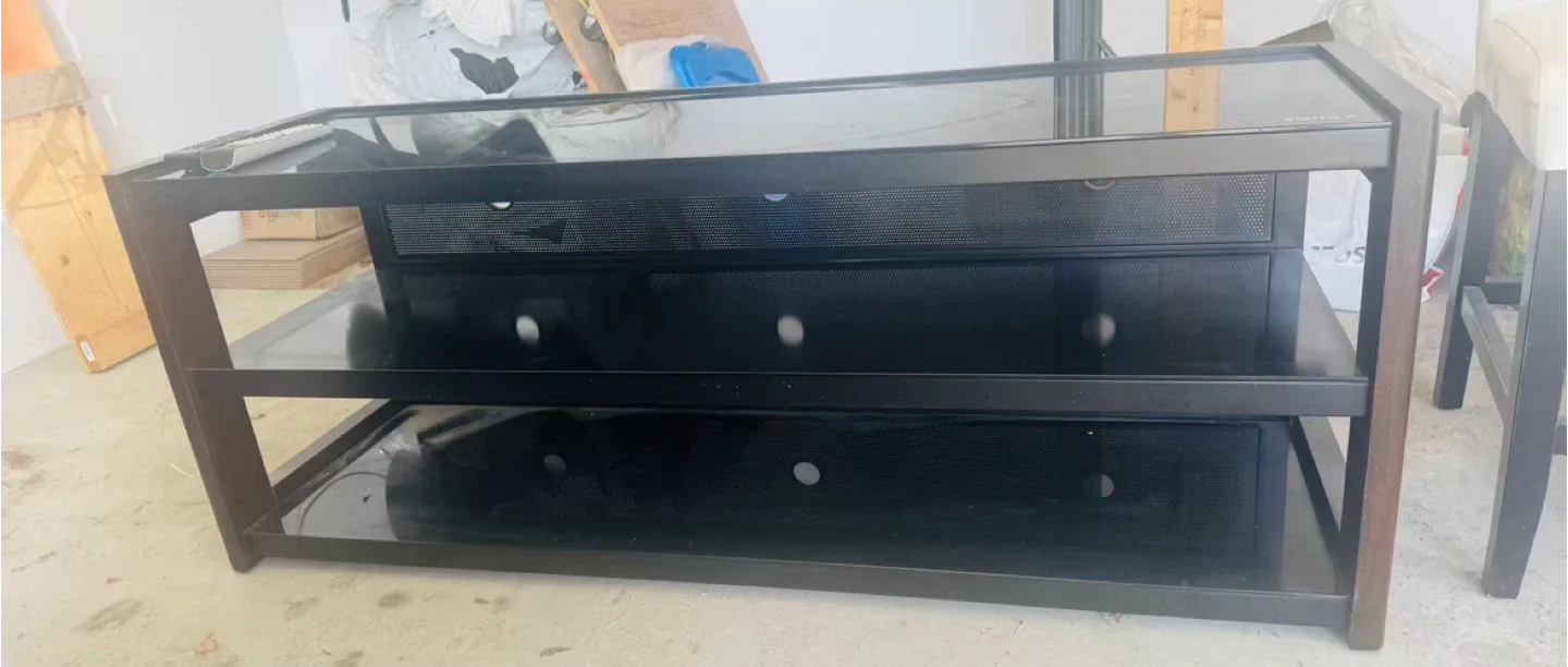 Black TV Stand with Glass Top thumbnail