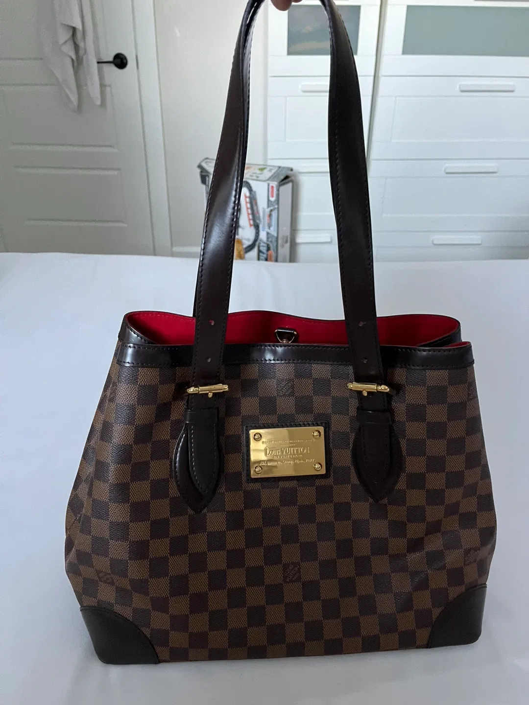 AUTHENTIC Louis Vuitton Damier Ebene Hampstead MM Tote Bag thumbnail