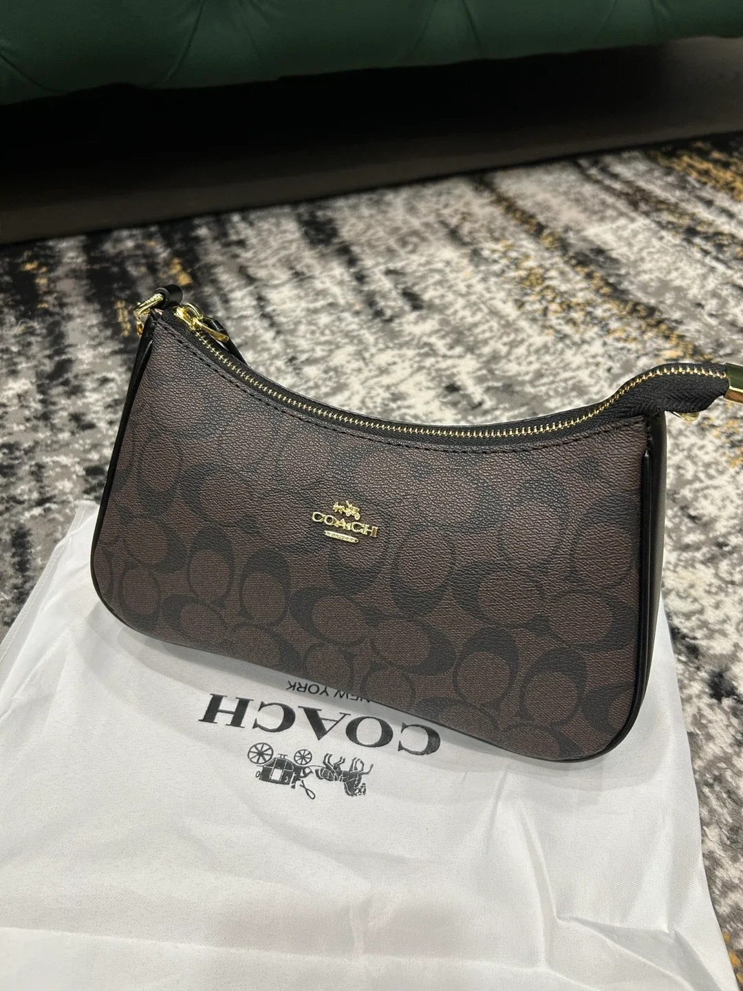 Coach Brown Signature Print Shoulder Bag image indicator(3)