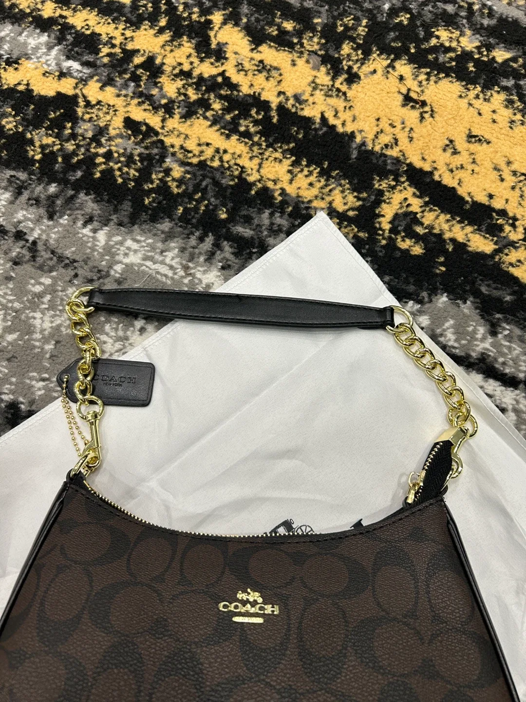 Coach Brown Signature Print Shoulder Bag image indicator(6)