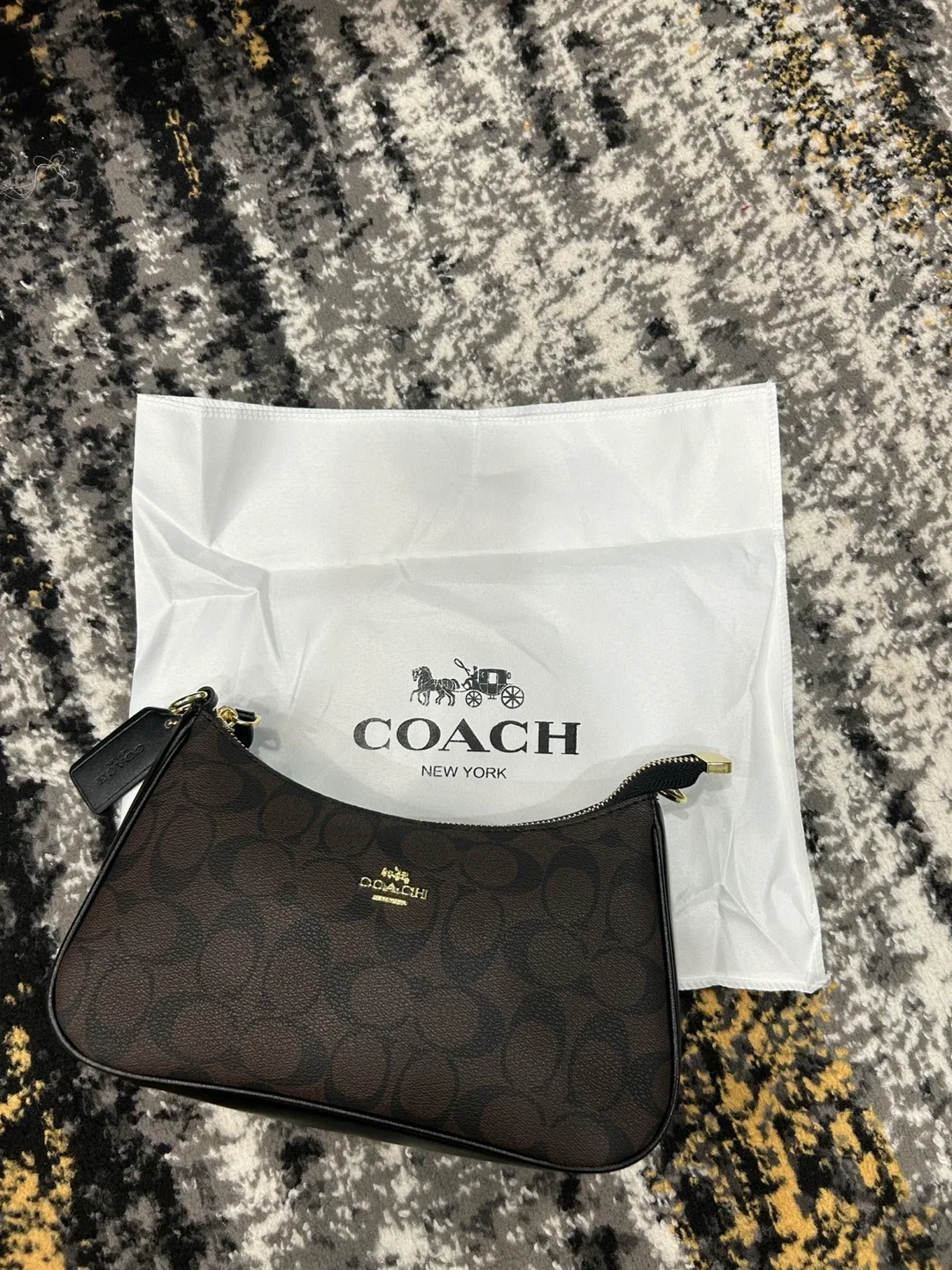 Coach Brown Signature Print Shoulder Bag image indicator(2)