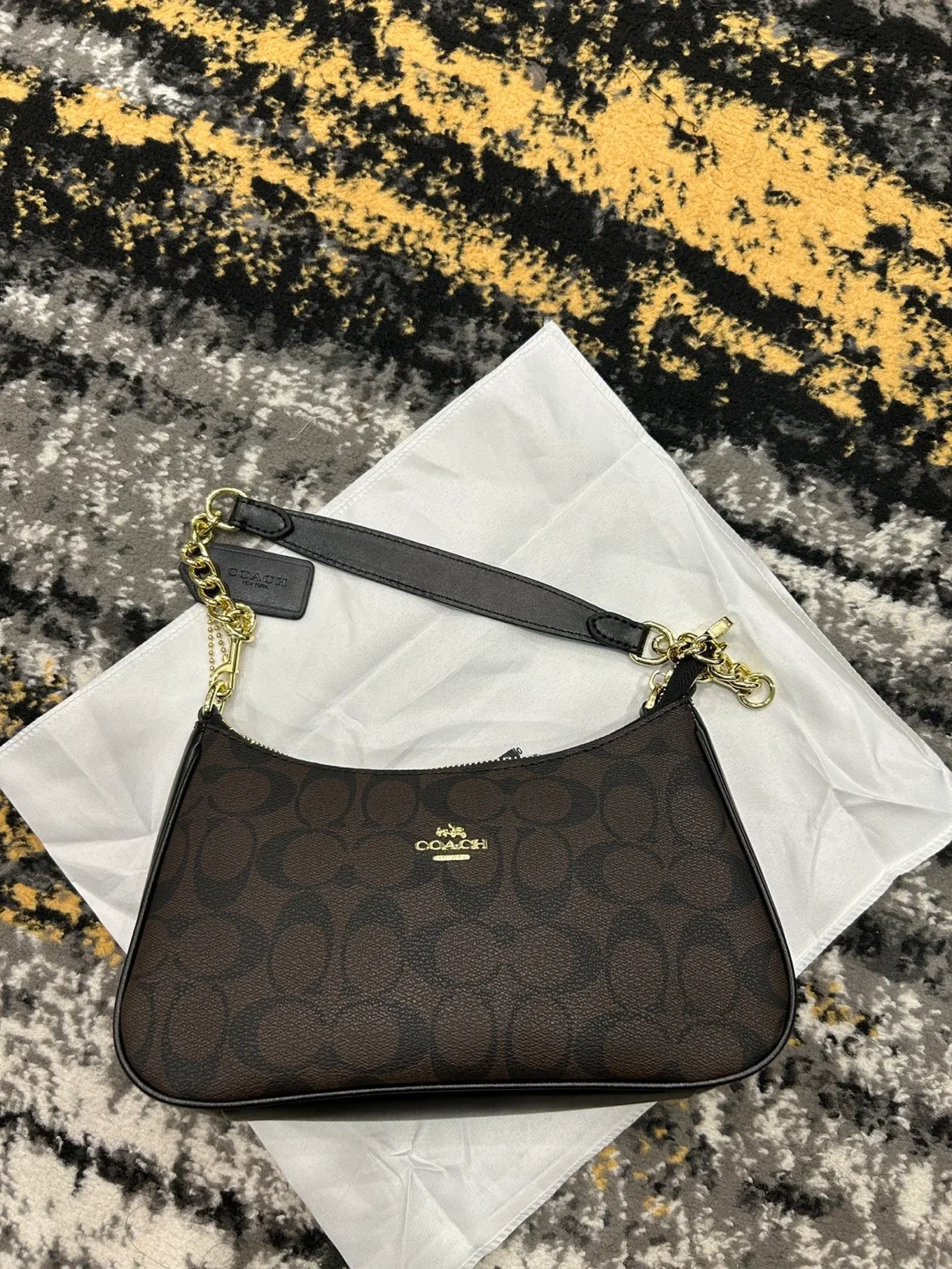 Coach Brown Signature Print Shoulder Bag image indicator(5)