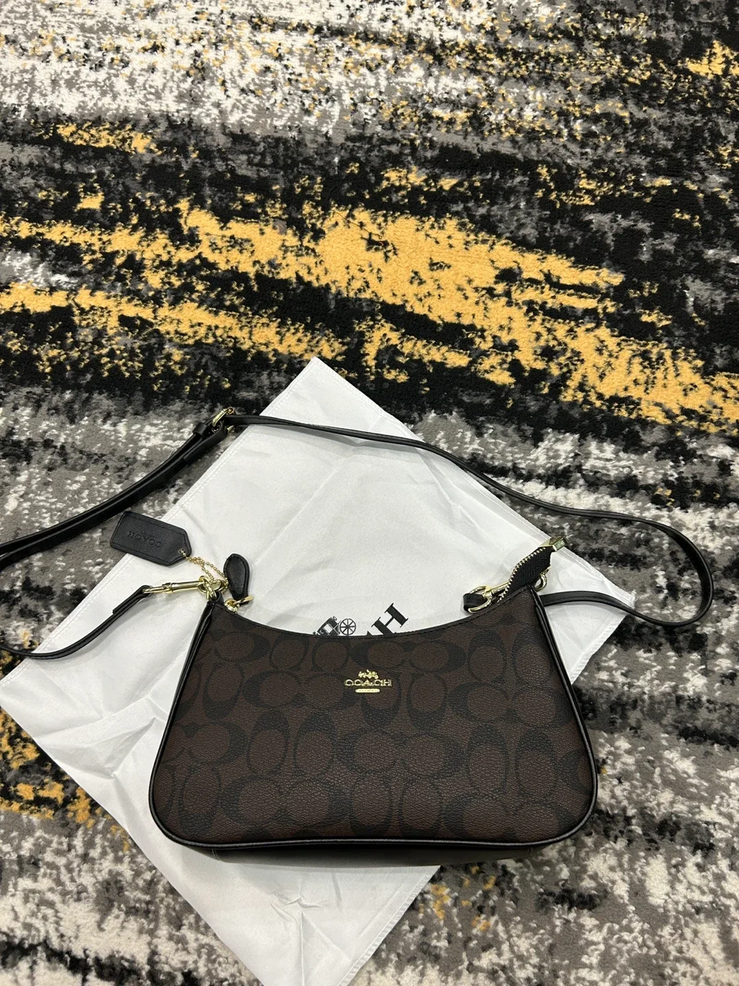 Coach Brown Signature Print Shoulder Bag image indicator(7)