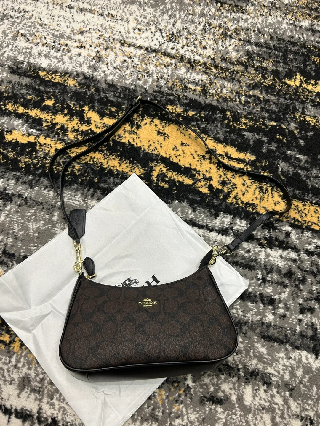 Coach Brown Signature Print Shoulder Bag image indicator(8)