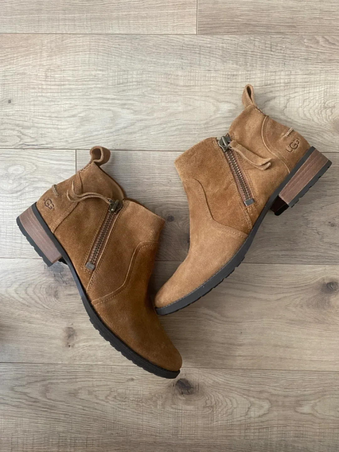 UGG Brown Suede Leather Ankle Boots - Size 9 thumbnail