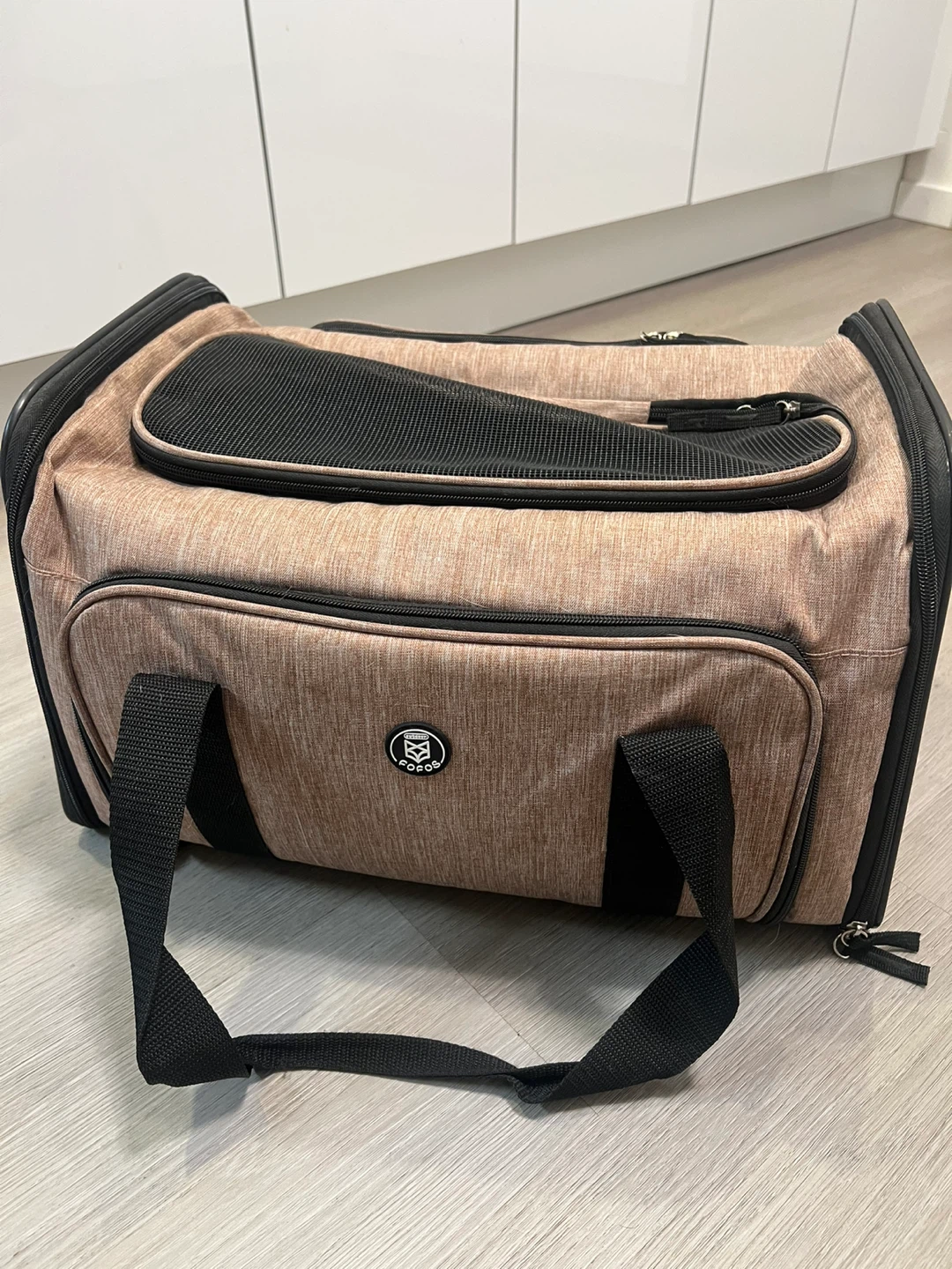 Expandable Pet Carrier - Beige & Black