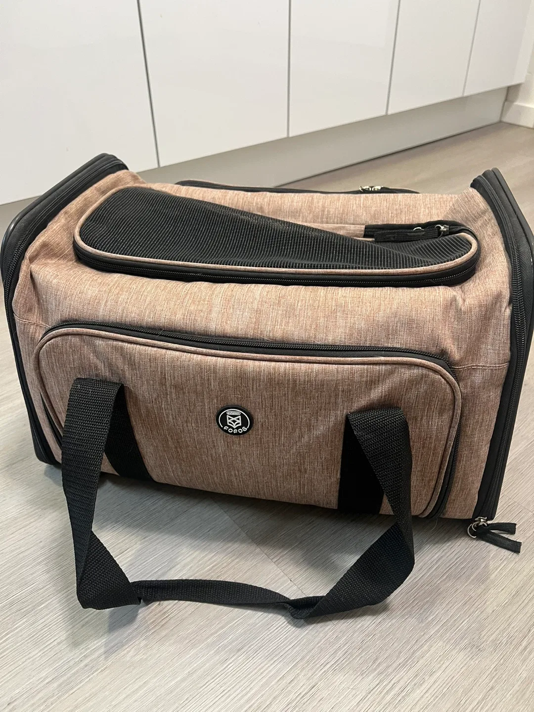 Expandable Pet Carrier - Beige & Black thumbnail