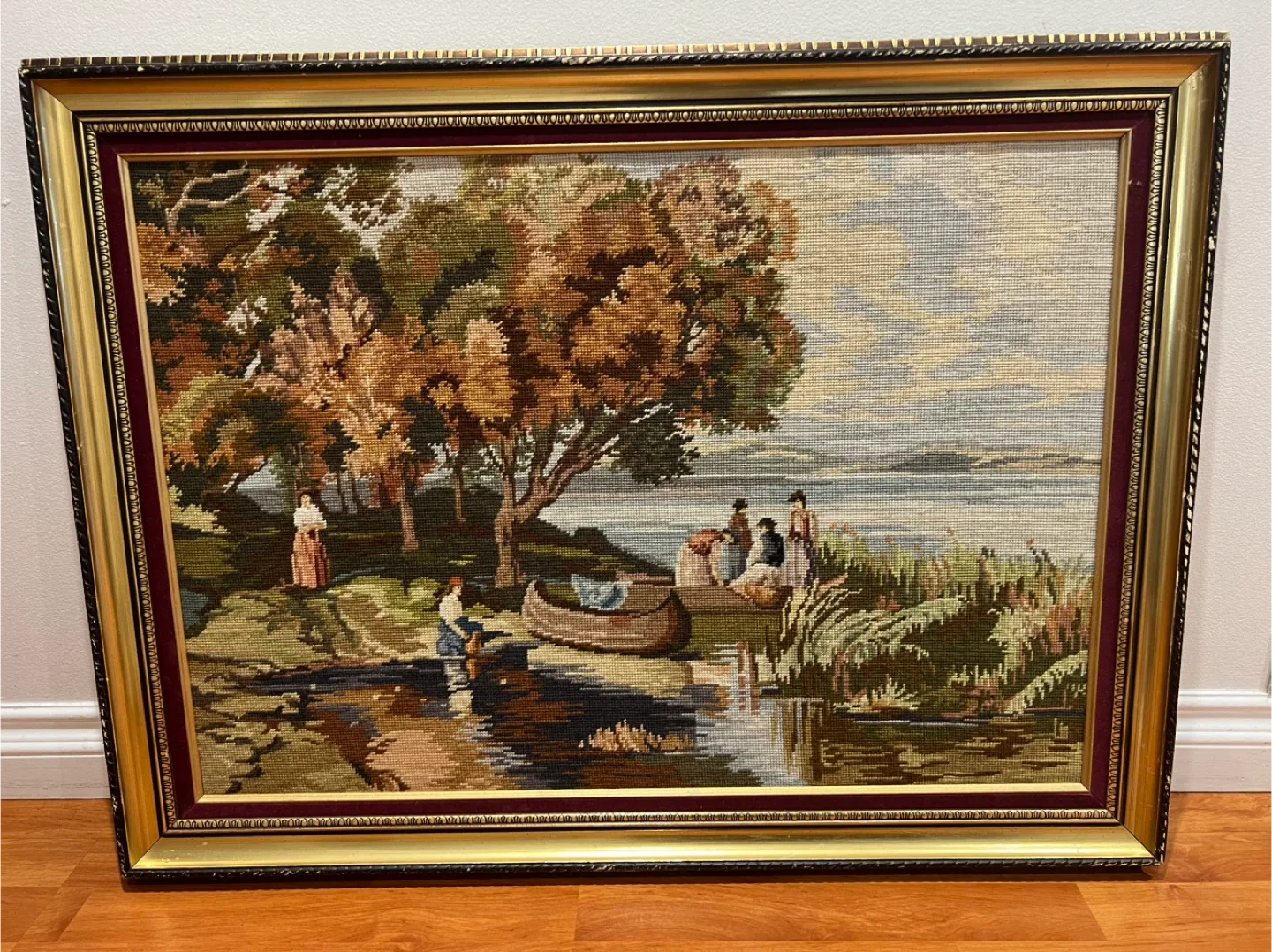 Vintage Needlepoint Tapestry Framed Wall Art thumbnail