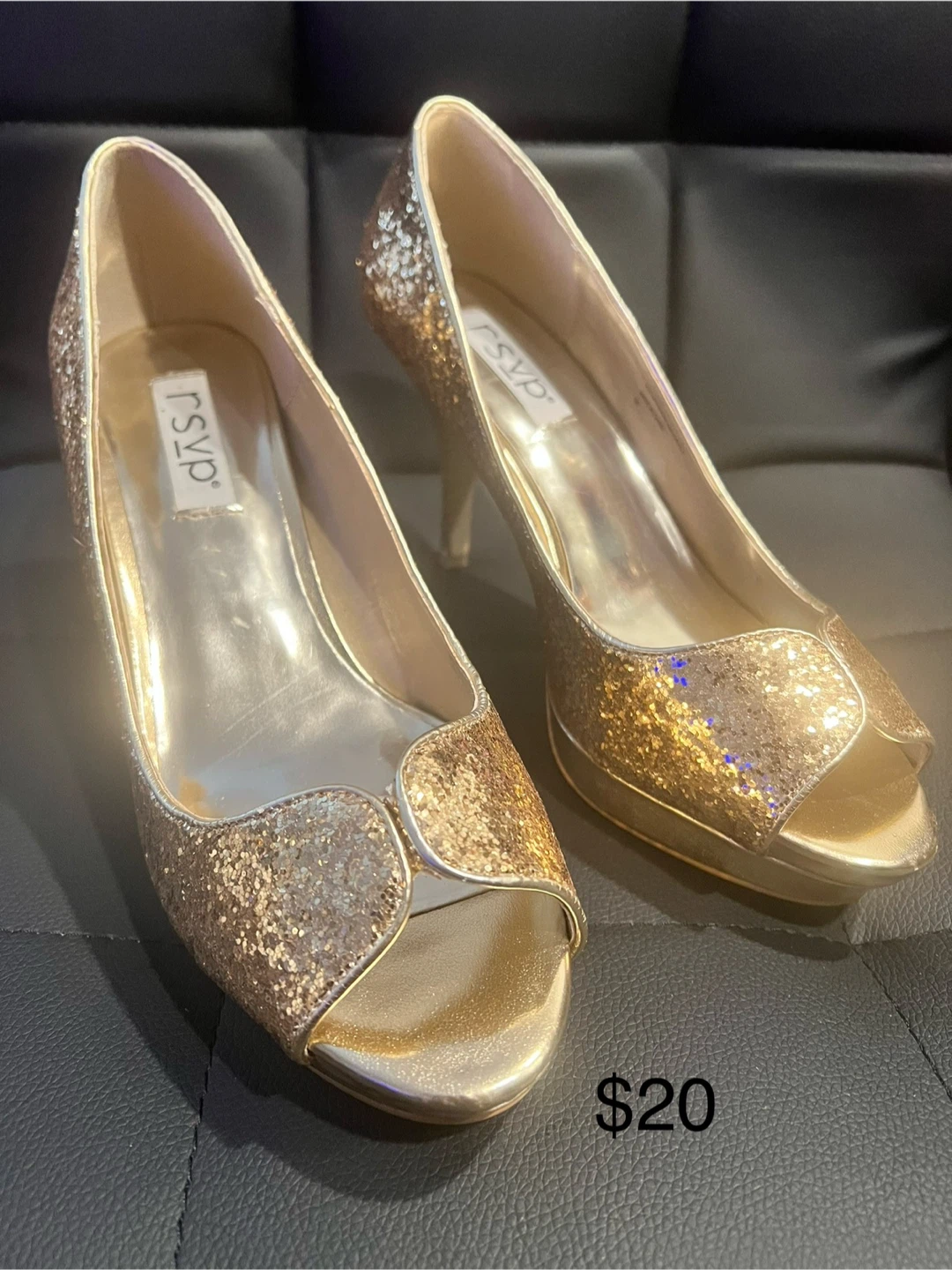 RSVP Gold Glitter Heels - Size 9 - photo 3