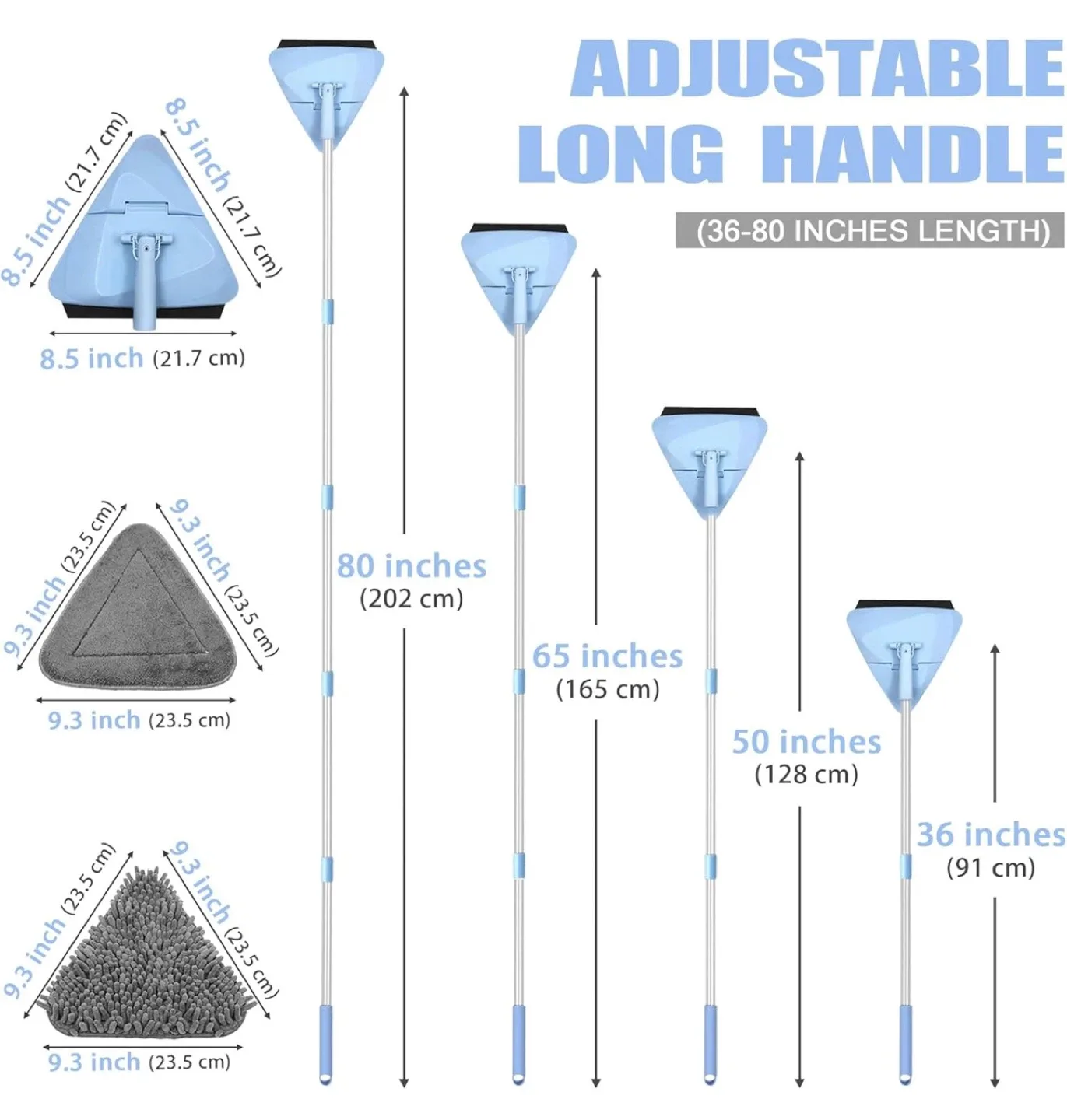 Wall Mop Cleaner with 80” Long Handle, 180° image indicator(4)
