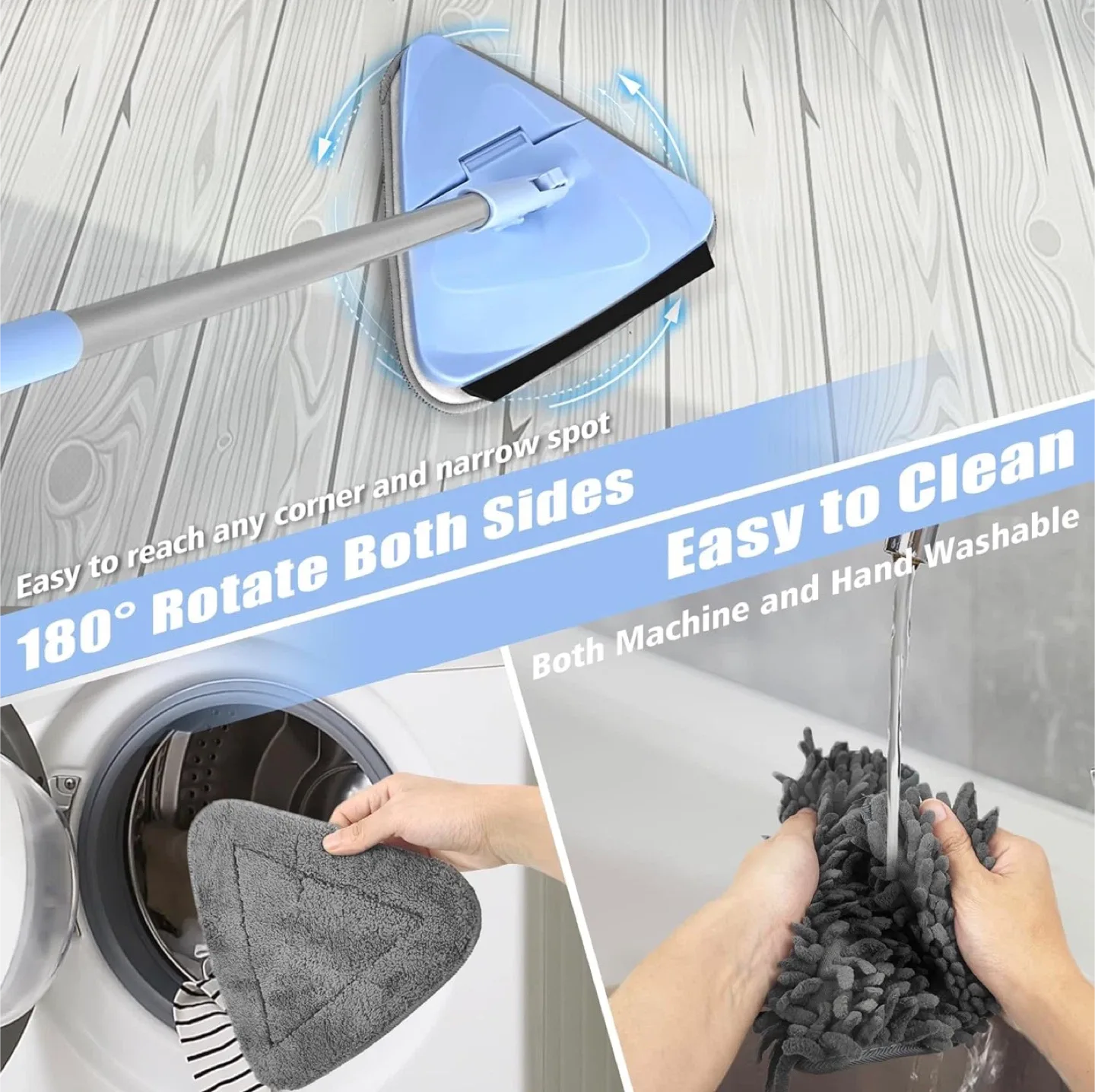 Wall Mop Cleaner with 80” Long Handle, 180° image indicator(7)