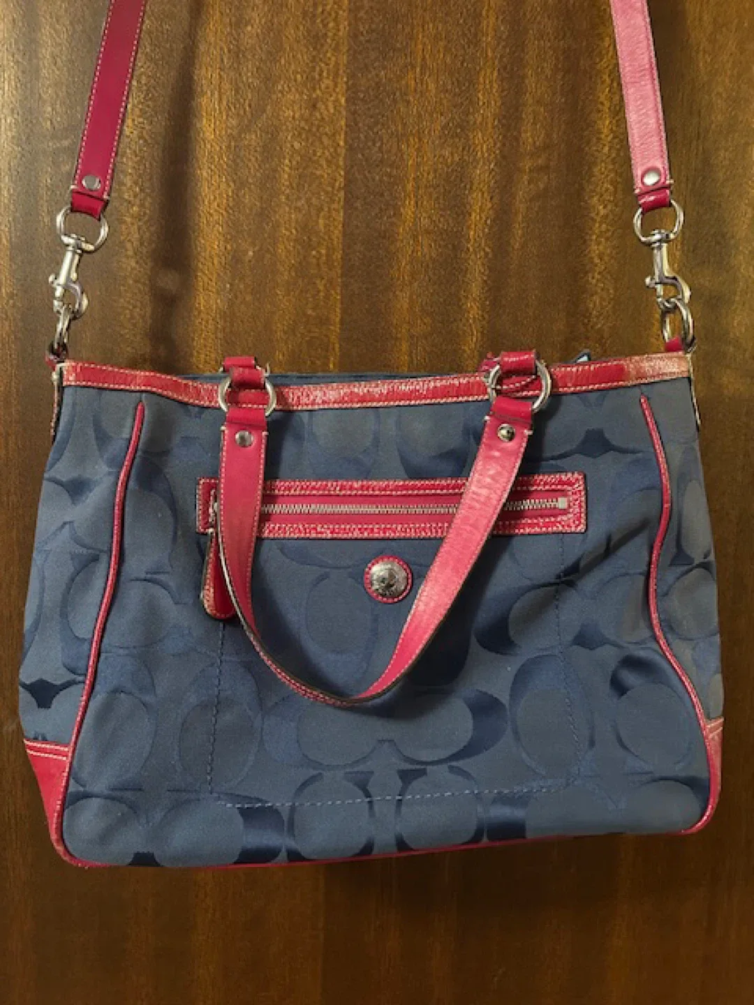 Coach Handbag - Navy & Pink thumbnail