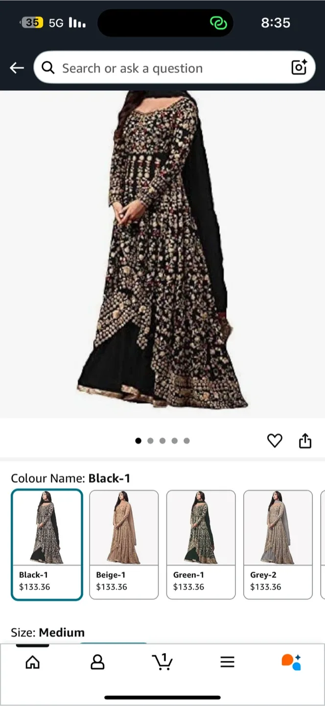 Black Embroidered Anarkali Dress - Size Medium thumbnail