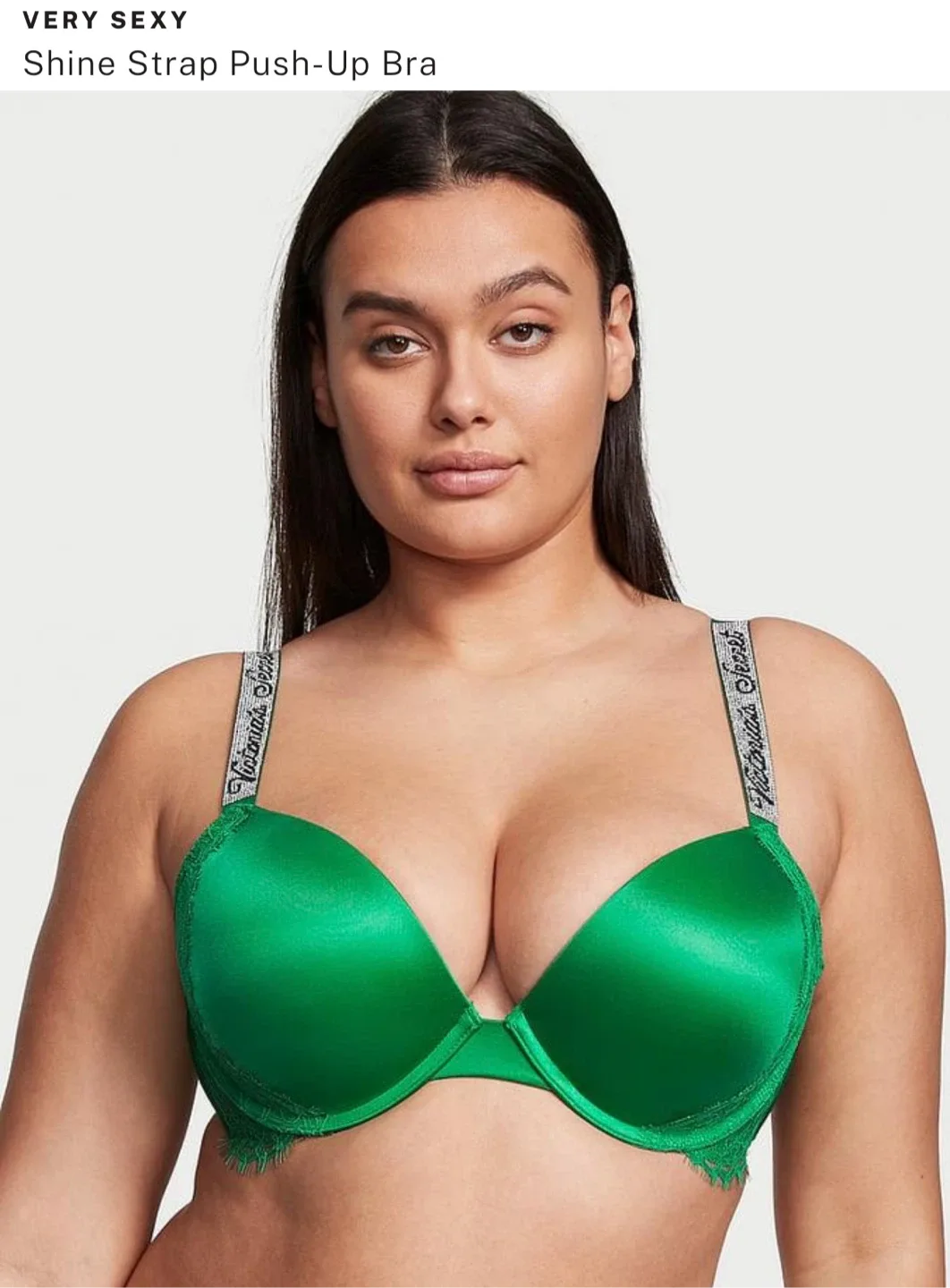 RARE NWT VS Green Lace Shine Strap Bombshell Bra 30DD image indicator(4)