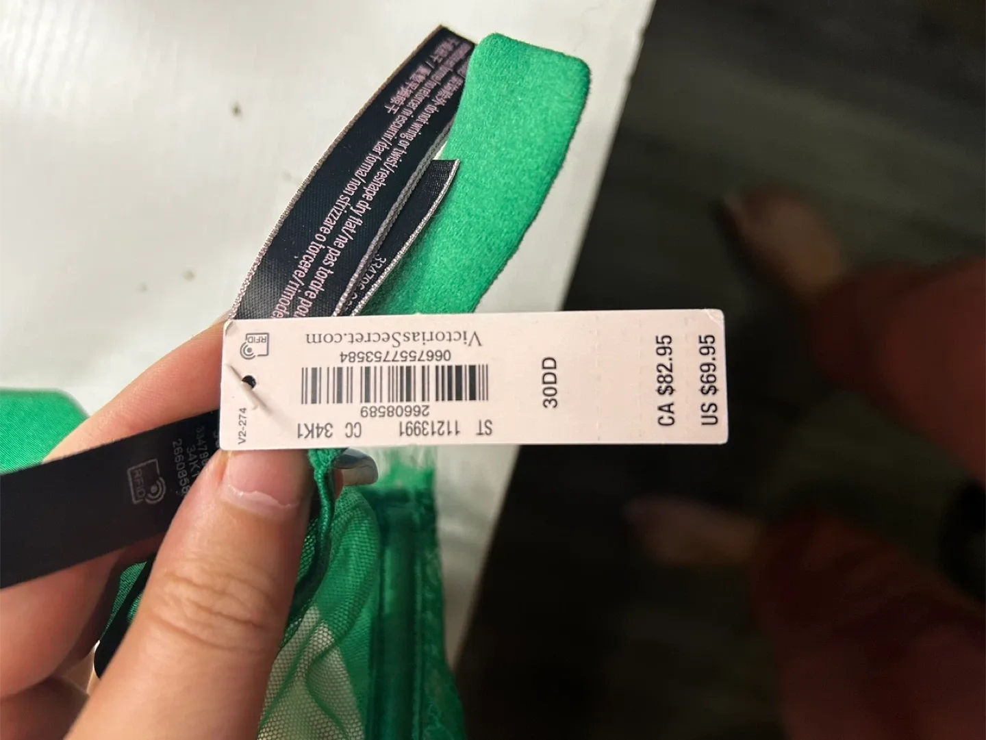 RARE NWT VS Green Lace Shine Strap Bombshell Bra 30DD image indicator(8)