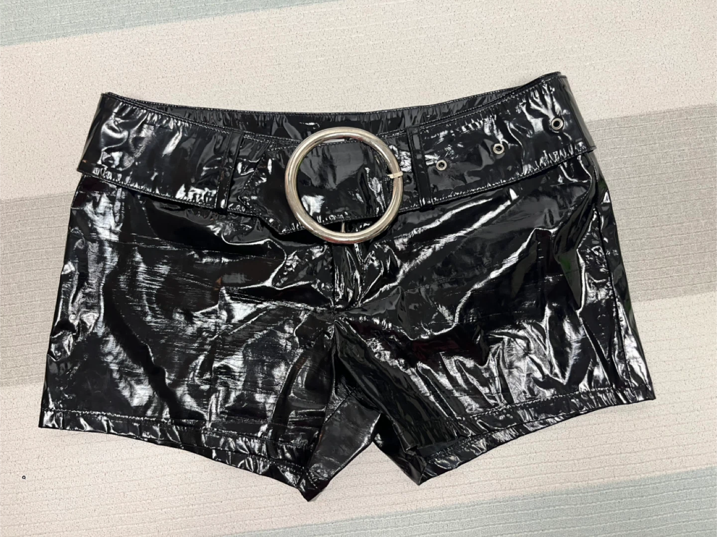 Zen Hi Black Vinyl Shorts - Size Small