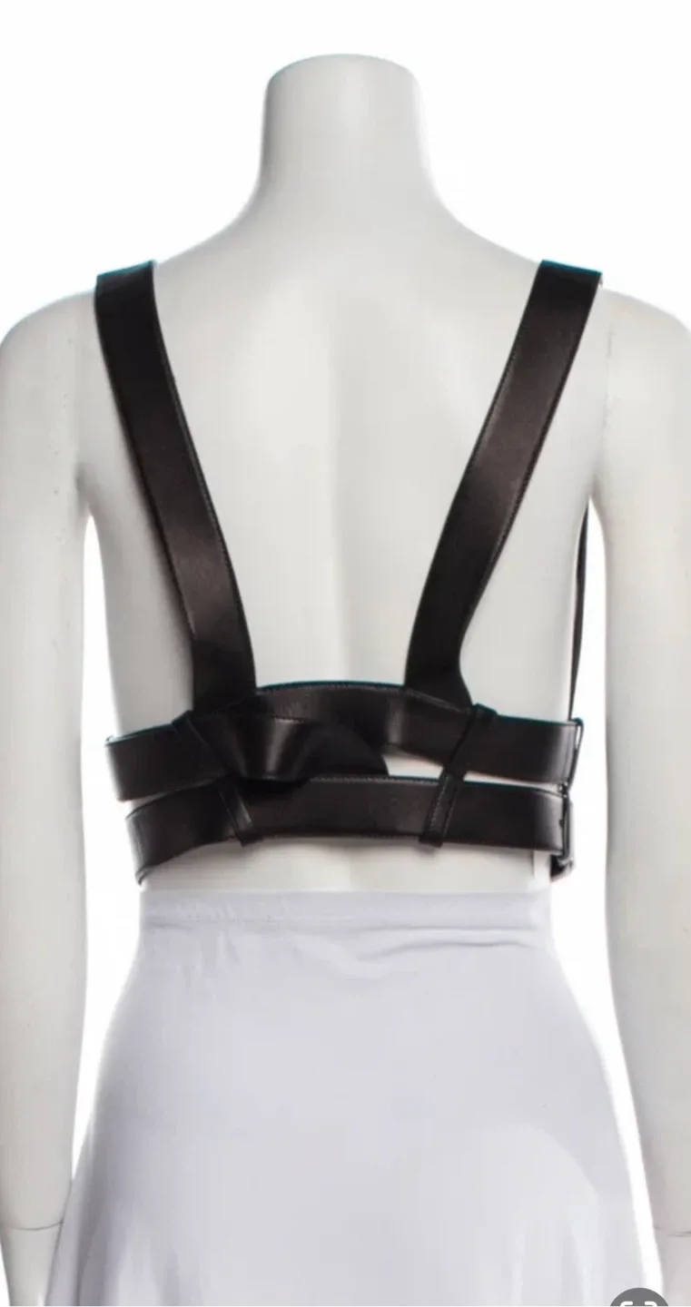 Miu Miu Black Leather Harness Bra Top - Size 38 image indicator(5)