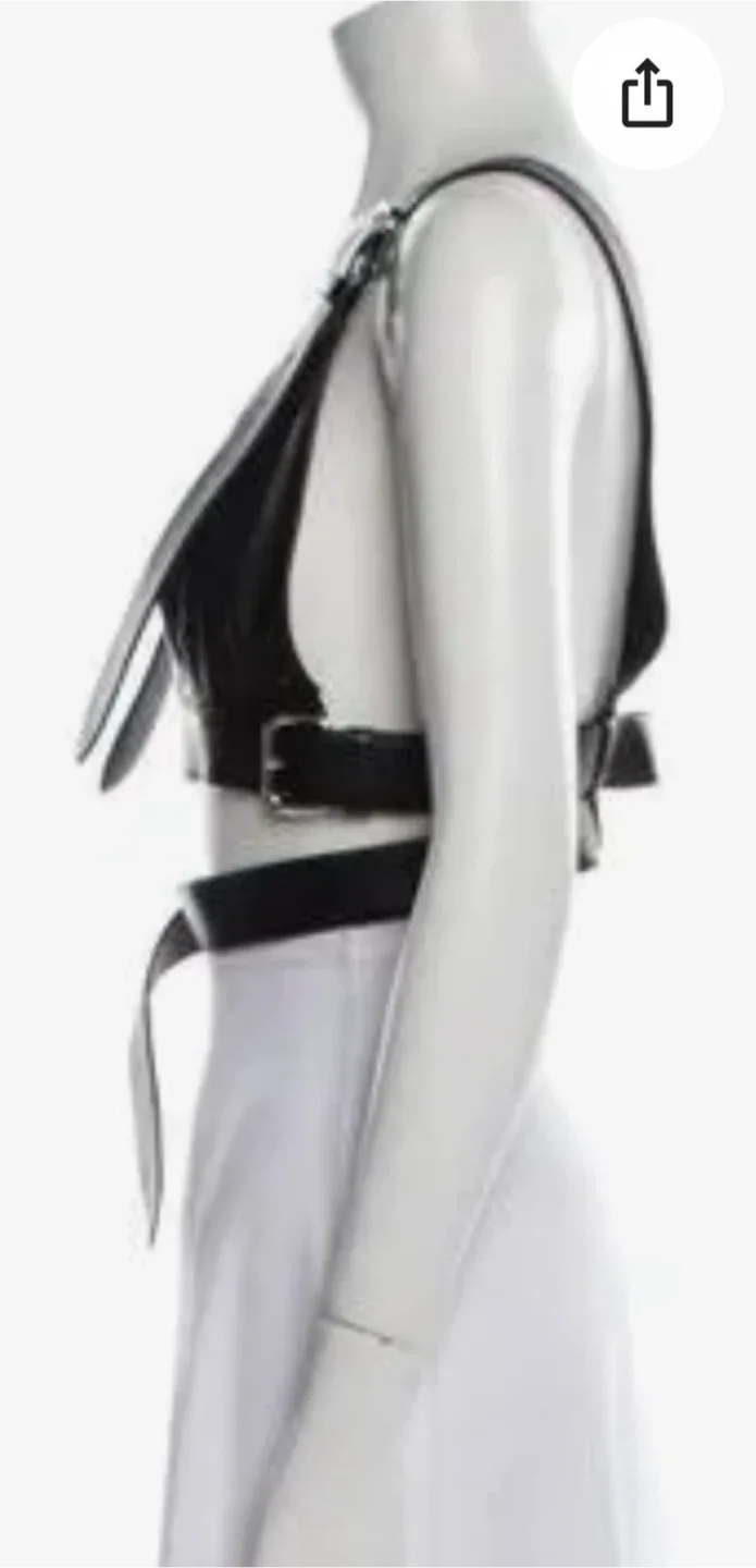 Miu Miu Black Leather Harness Bra Top - Size 38 image indicator(6)