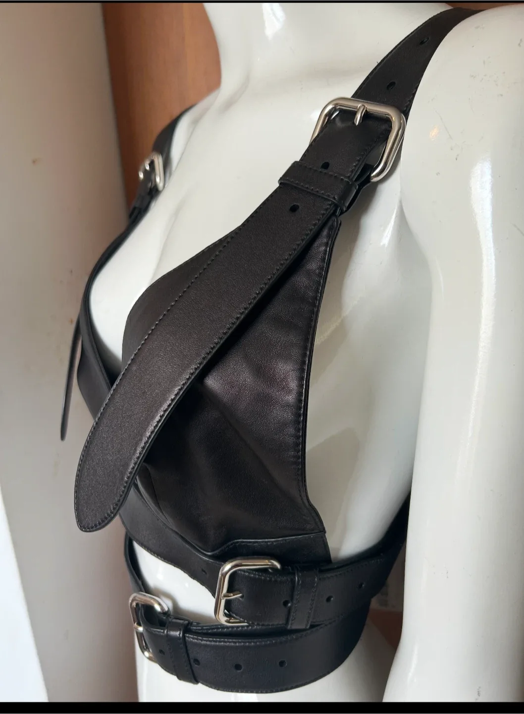 Miu Miu Black Leather Harness Bra Top - Size 38 image indicator(4)