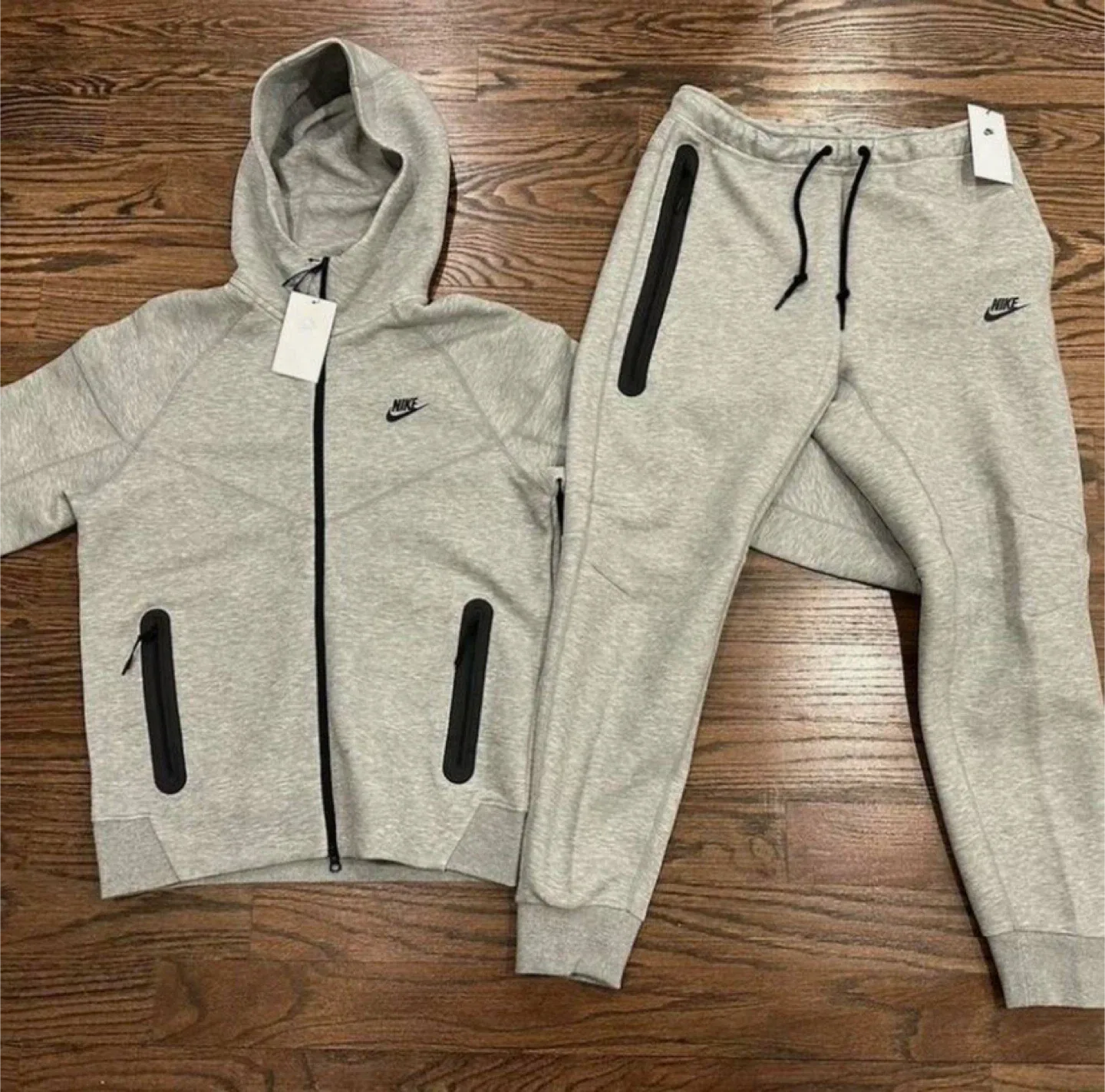 Nike Tech Fleece Full Zip Hoodie & Joggers Tracksuit Grey thumbnail