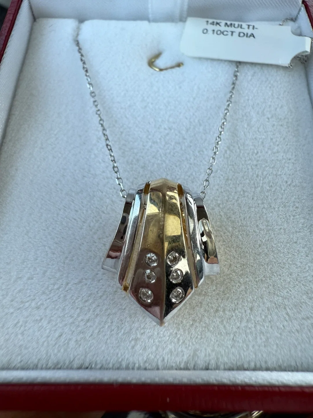 14K Multi-Tone Gold 0.10ct Diamond Pendant thumbnail