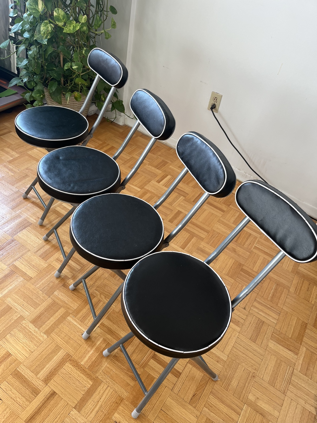 Set of 4 Folding Chairs - Black & Chrome - photo 2