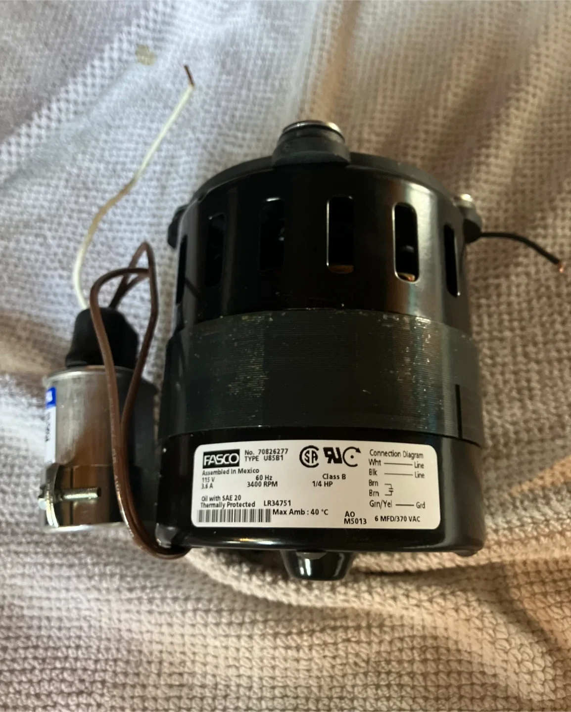 Fasco U85B1 1/4 HP 3400 RPM Motor thumbnail