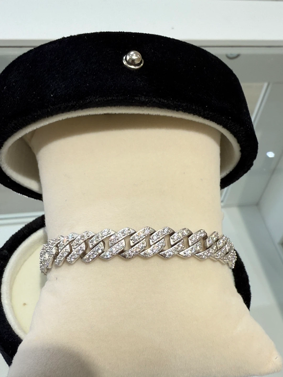 20cm 925 sterling silver full moissanite Cuban bracelet