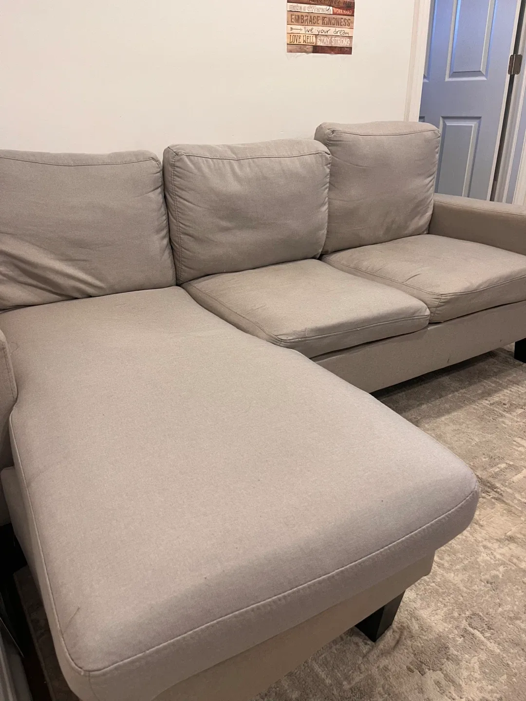 Beige Sectional Sofa with Chaise Lounge image indicator(2)