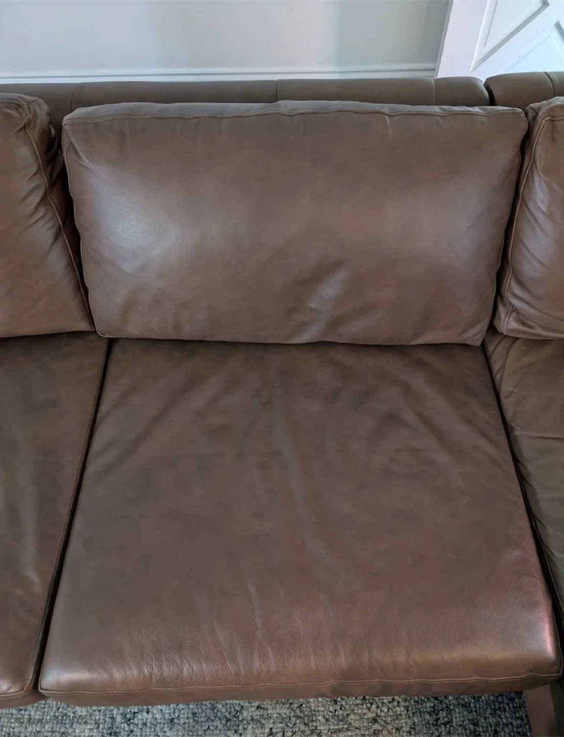 Large leather sectional sofa - right hand chaise image indicator(7)