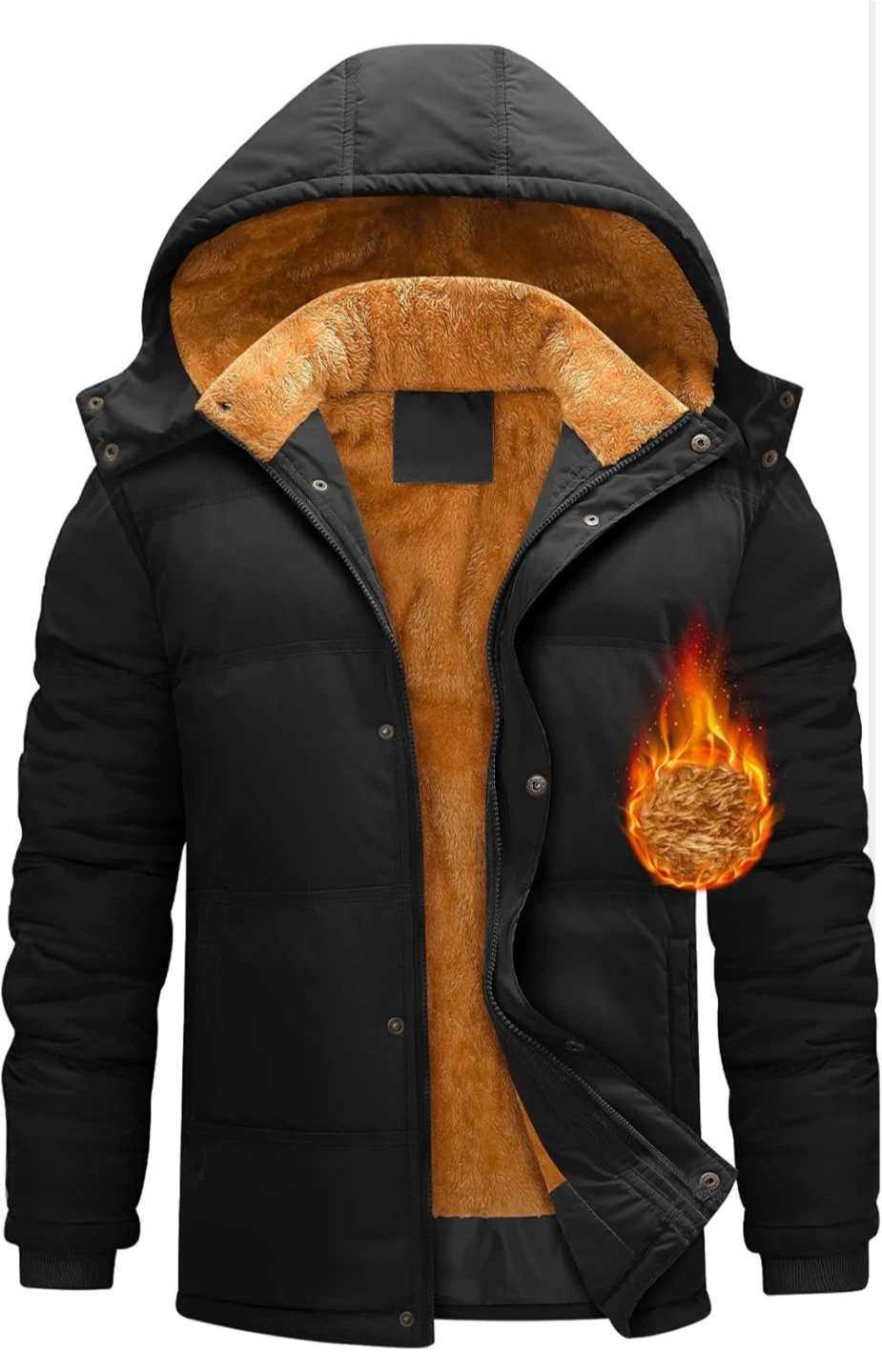 NEW! Men's Black Winter Coat with Removable Hood