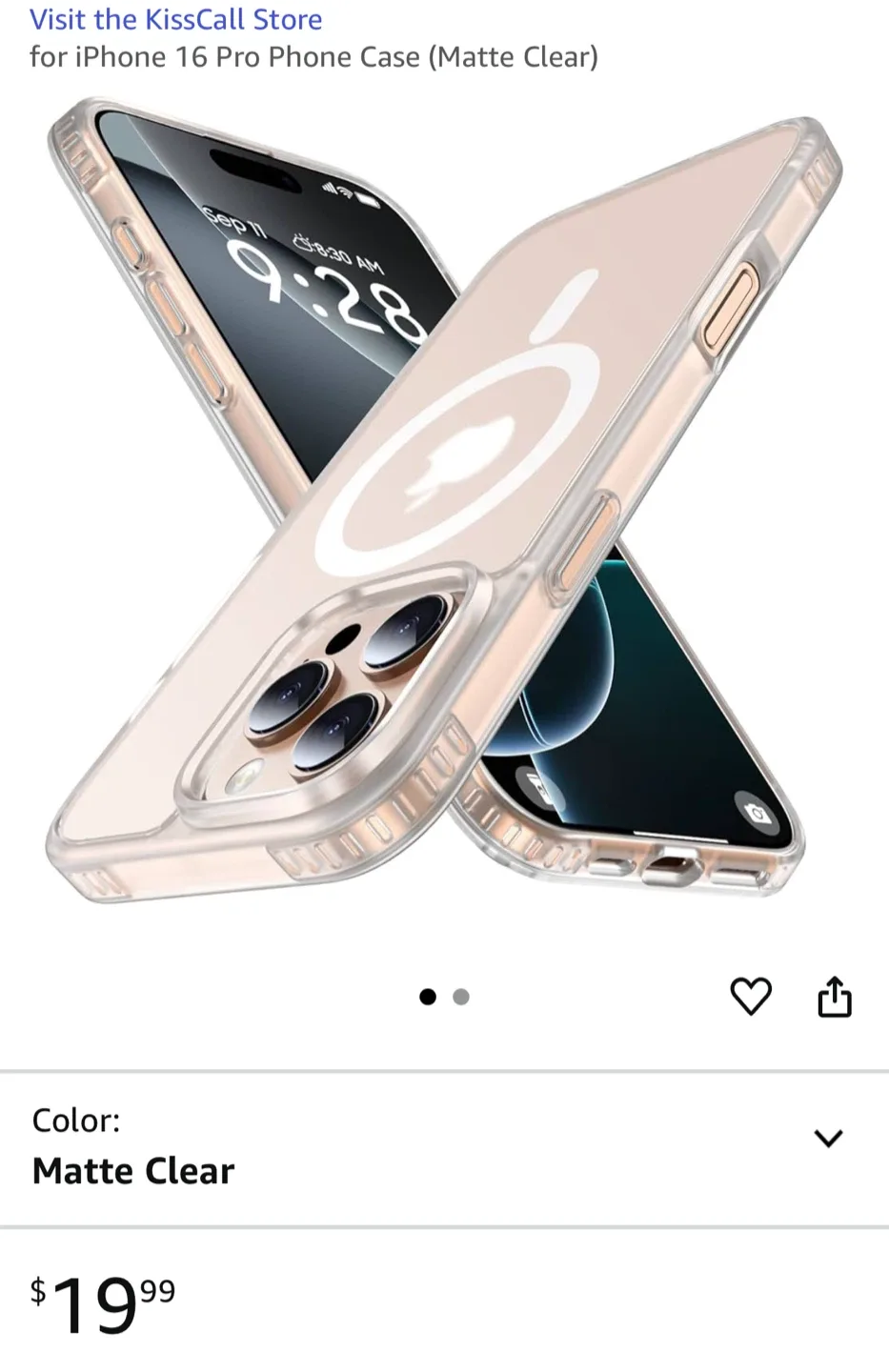 KissCall iPhone 16 Pro Matte Clear Case - New! thumbnail