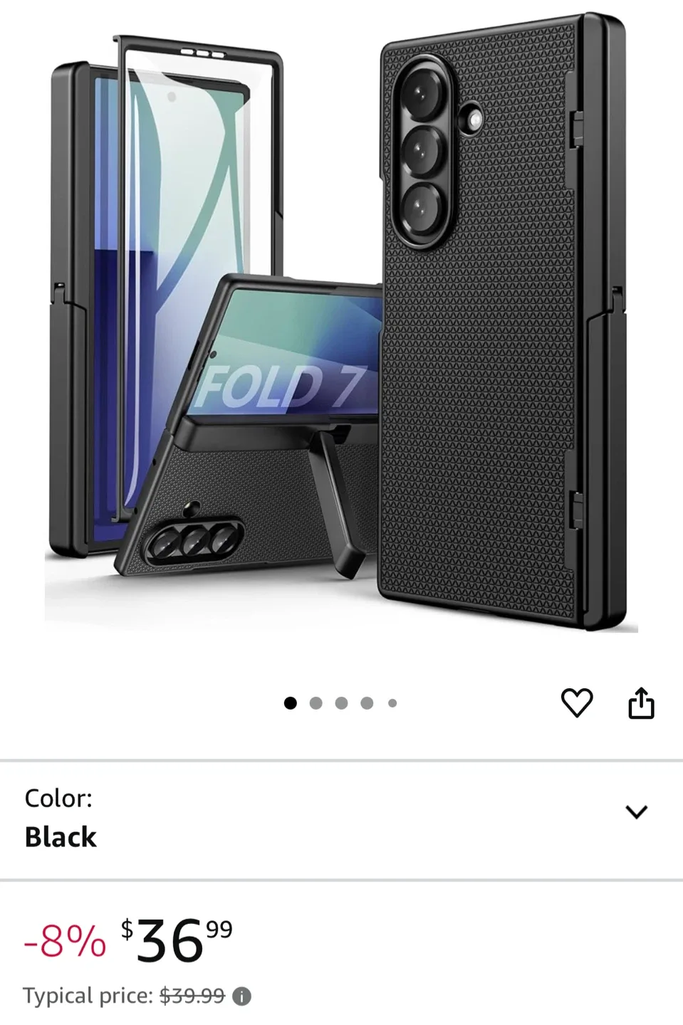 Galaxy Z Fold 7 Black Case with Screen Protector thumbnail