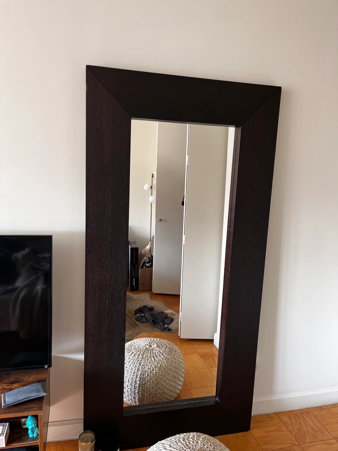 Large Dark Brown Framed Mirror