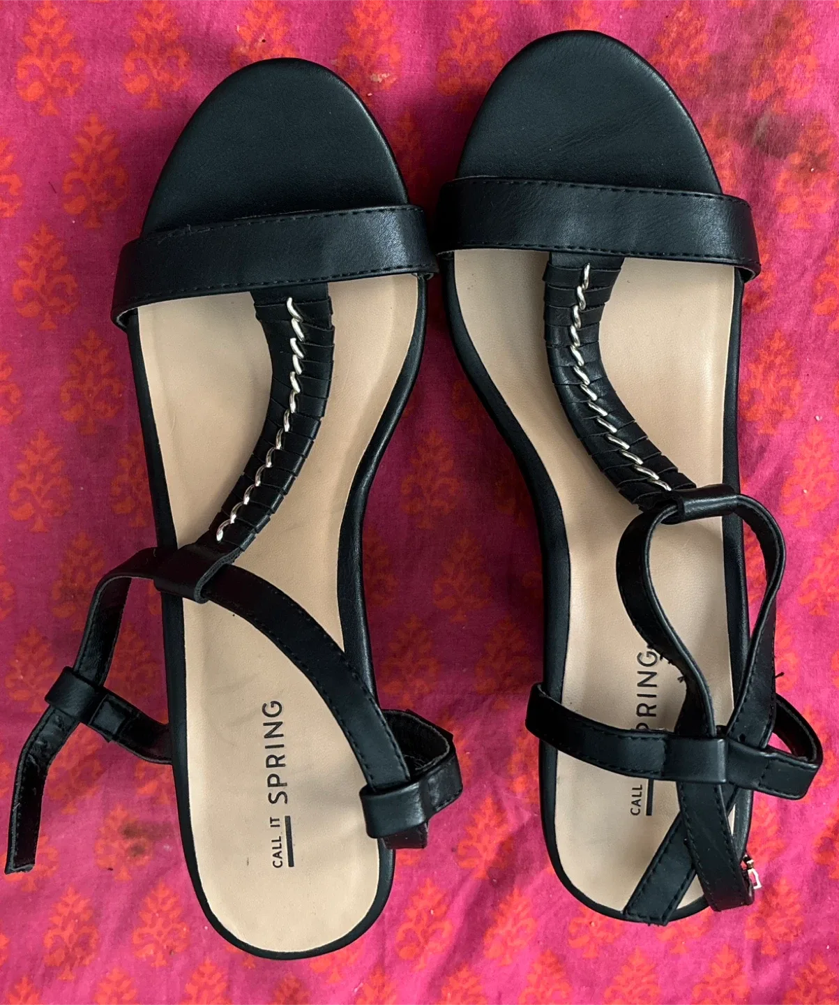 Cute Black Wedge Sandals by Call It Spring (size 9) thumbnail
