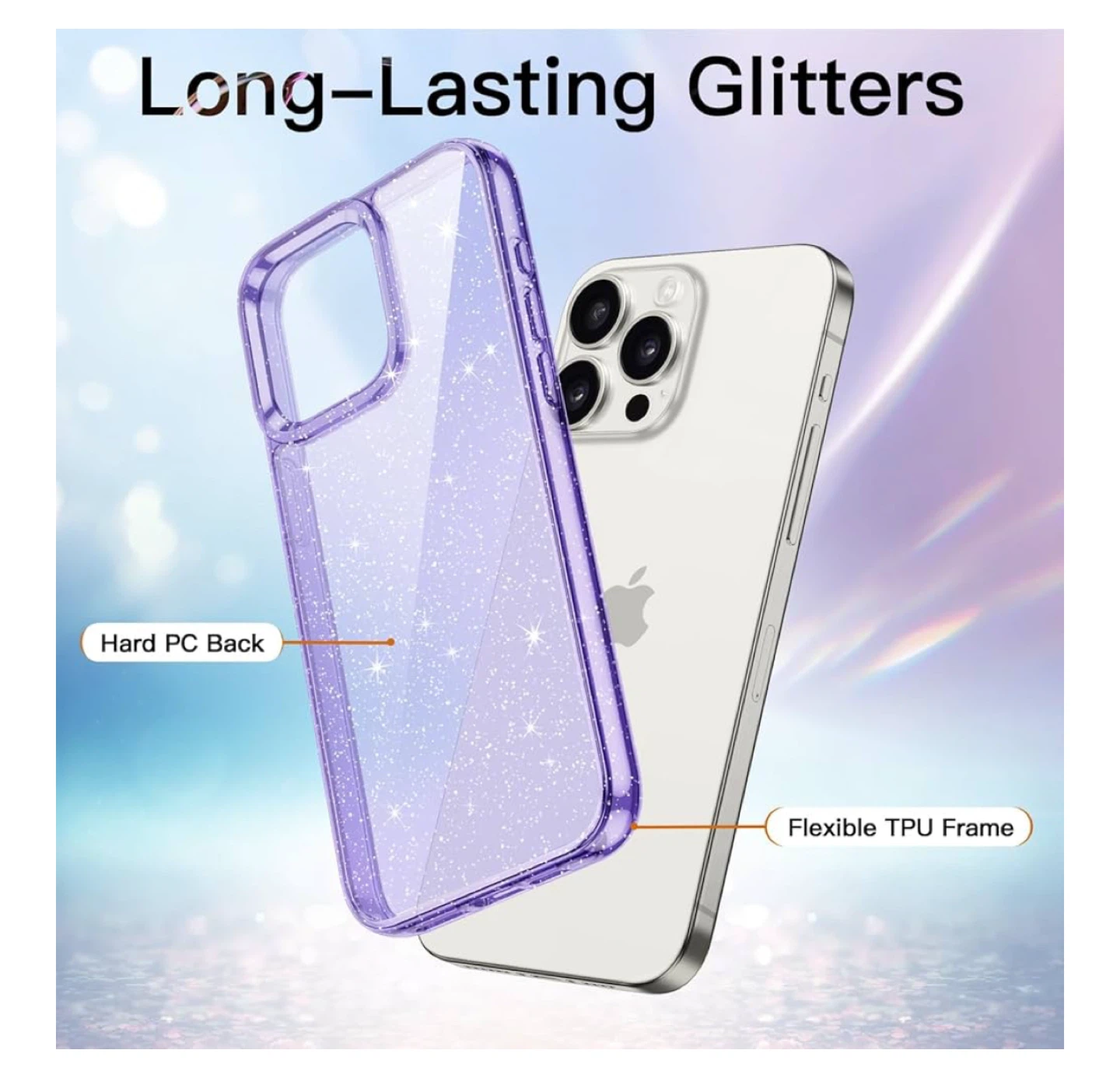 Glitter iPhone 15 Pro Max Case - Purple Glitter - photo 2